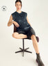 Two-material pleated tank top