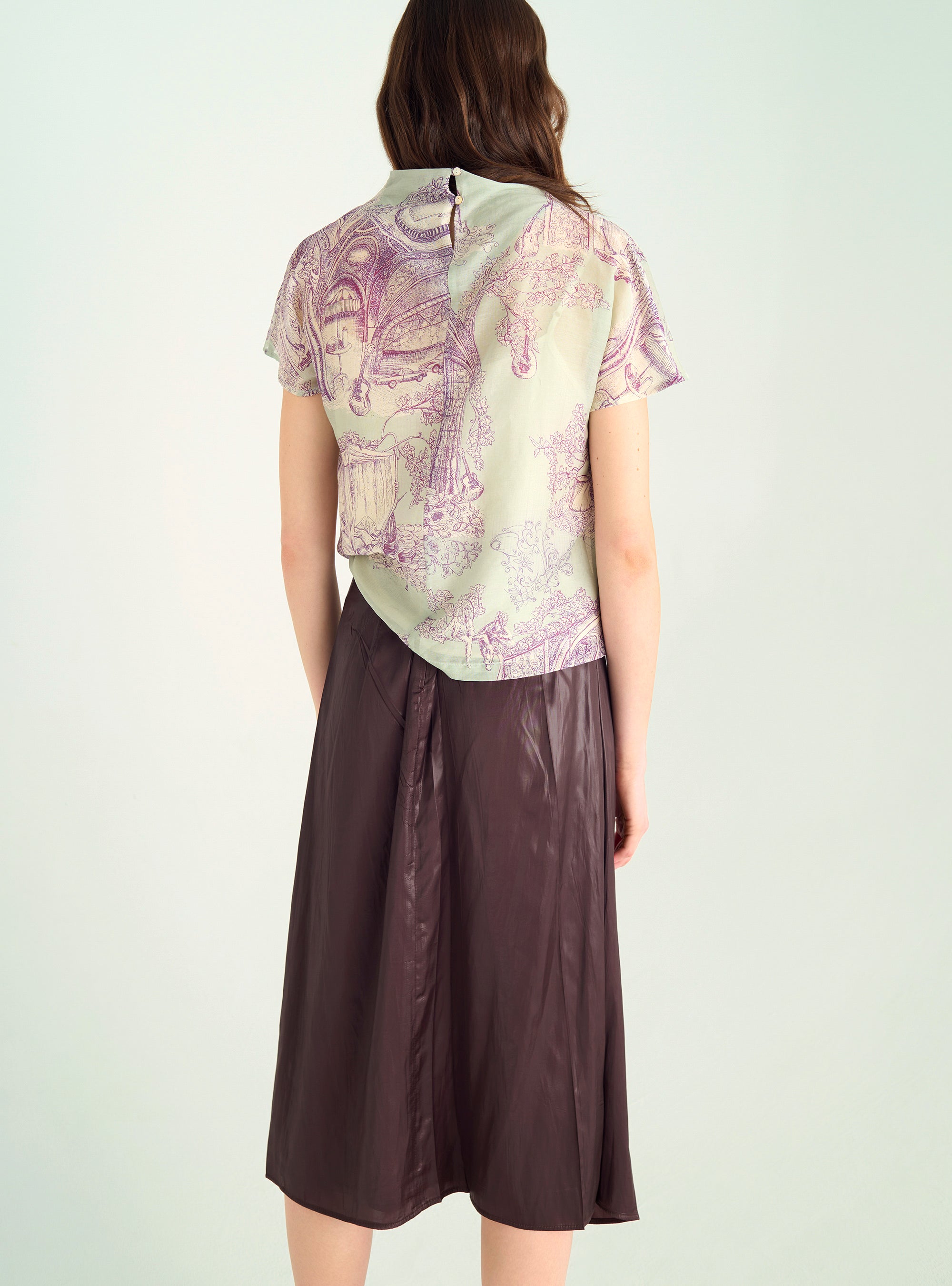 Blouse drapée en voile coton/soie