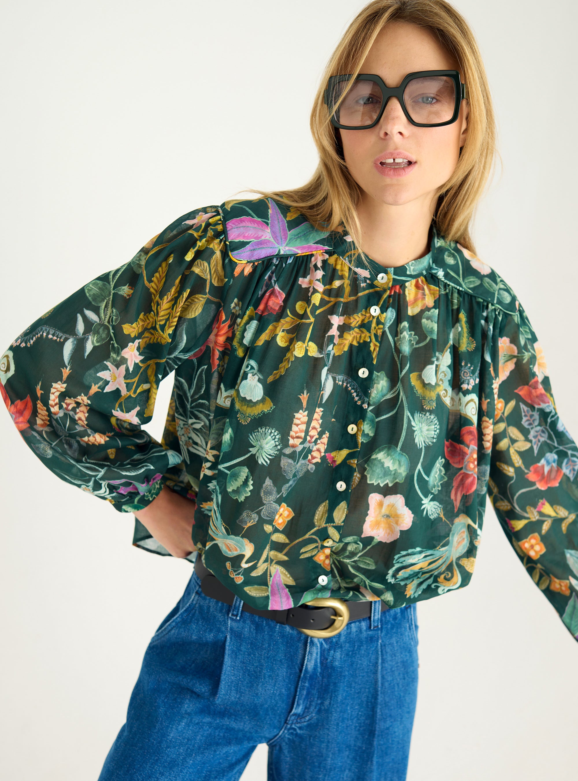 Chemise en voile de coton imprimé