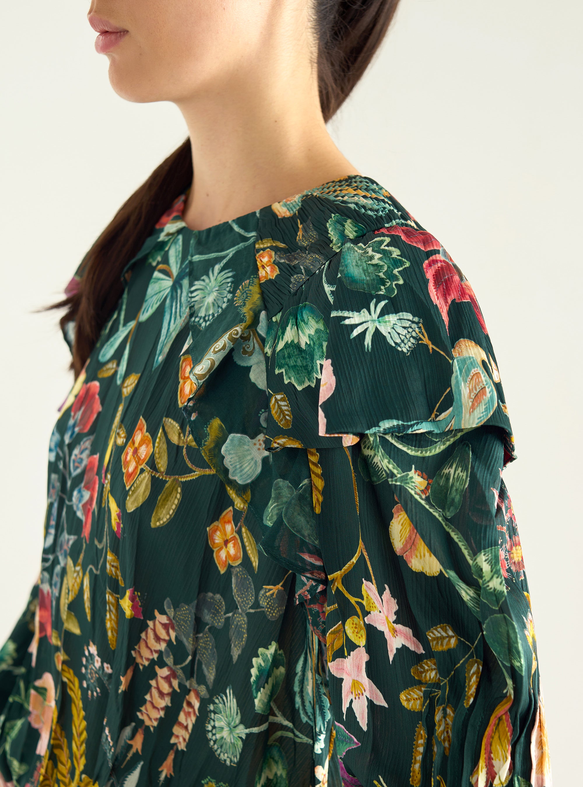 Bedruckte Bluse mit Rüschen