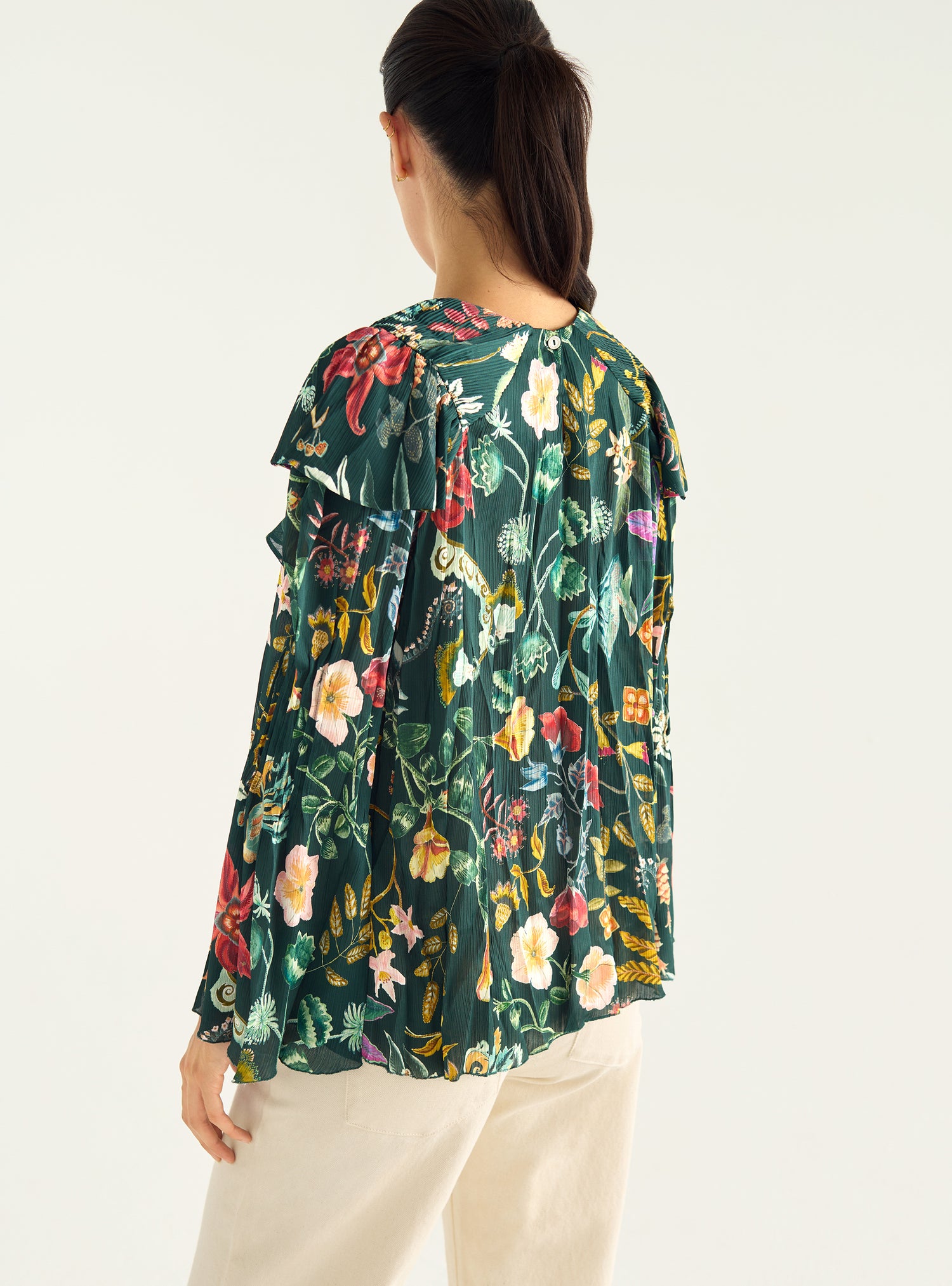 Bedruckte Bluse mit Rüschen