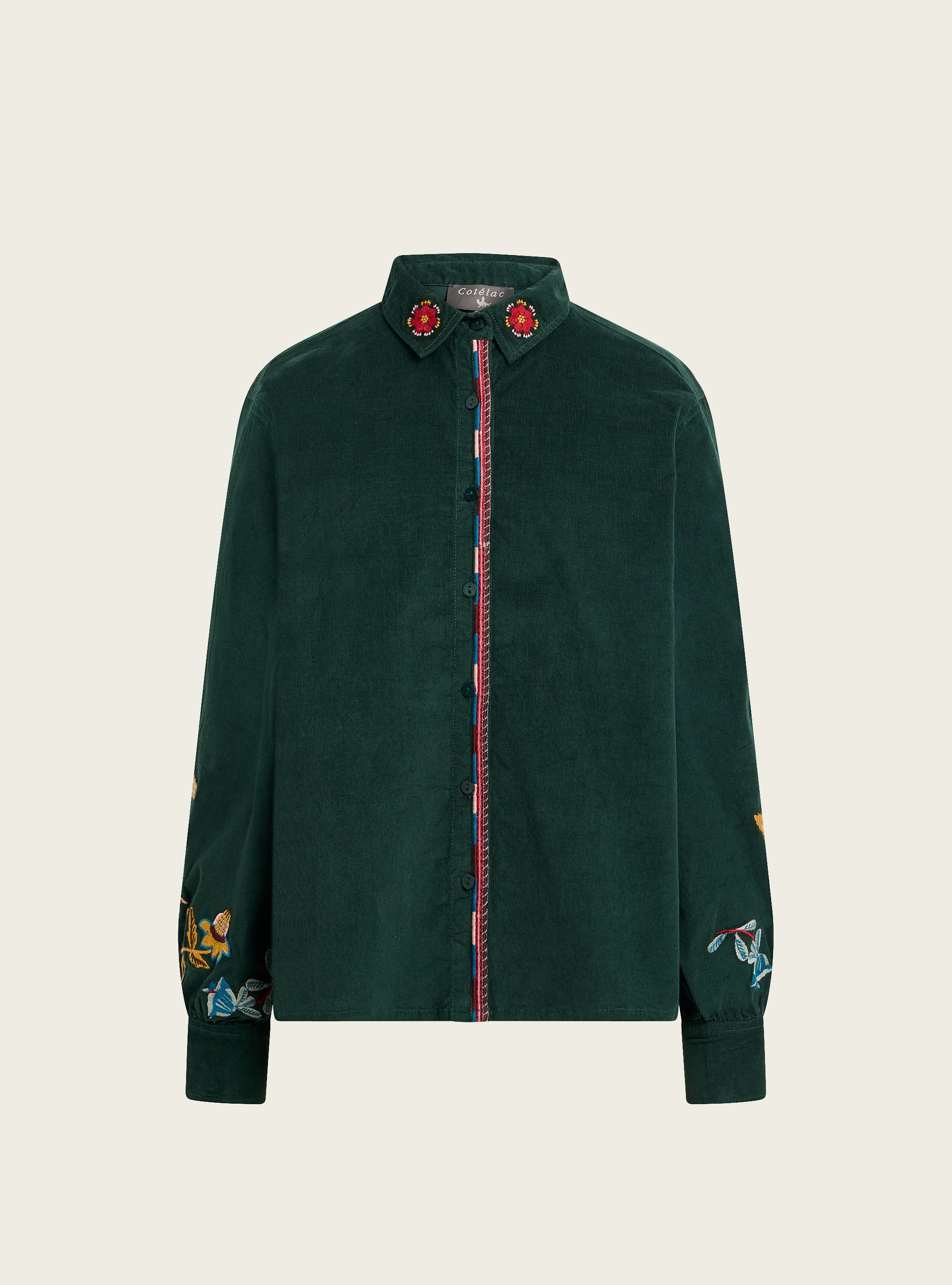 Chemise brodée en velours de coton Cotélac 