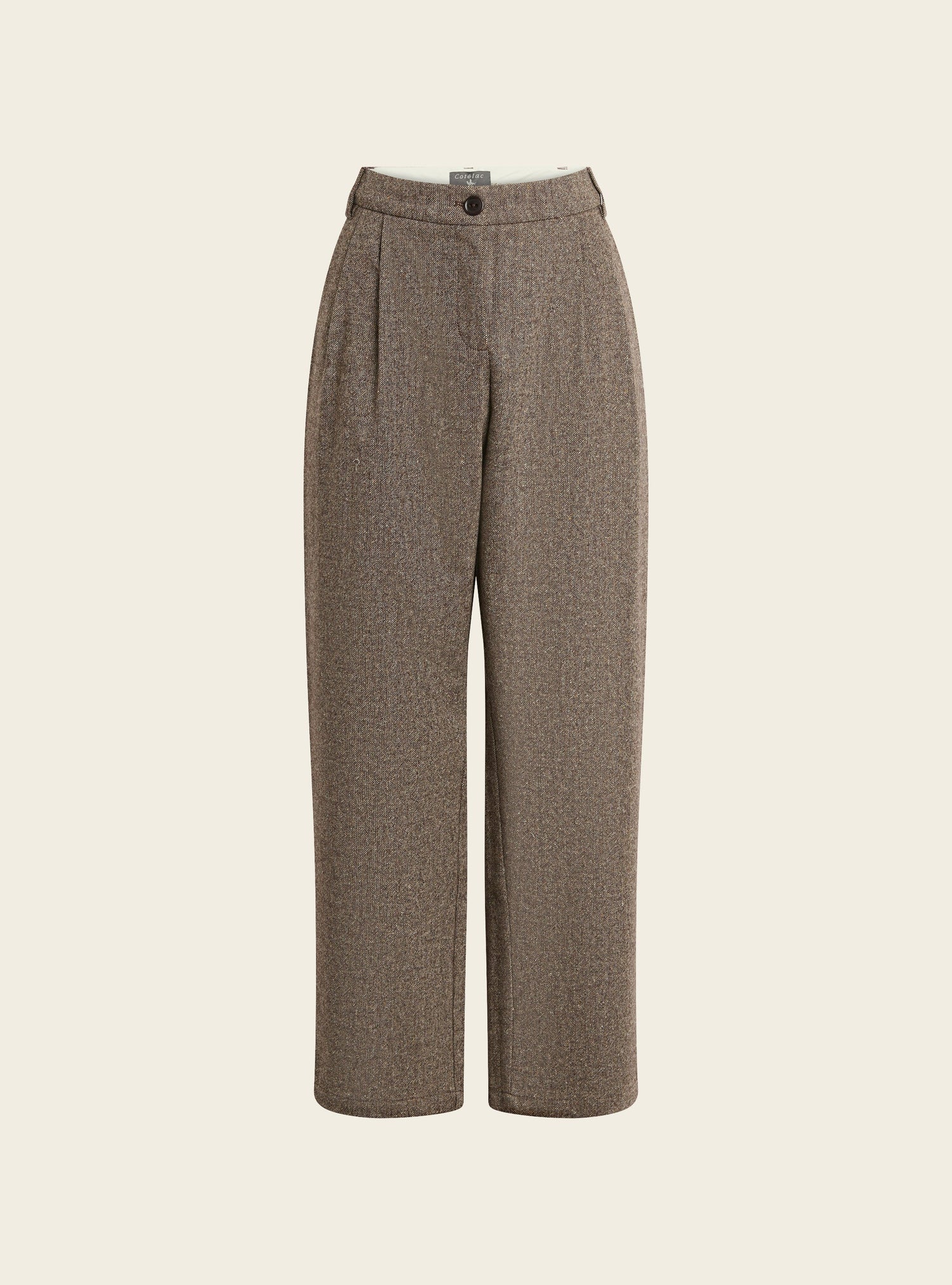Pantalon carotte en tweed de laine chinée Cotélac 