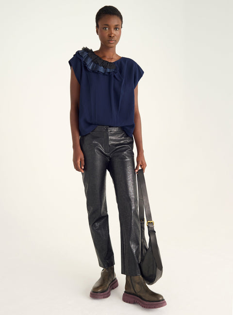 Blouse à volants plissés Cotélac 