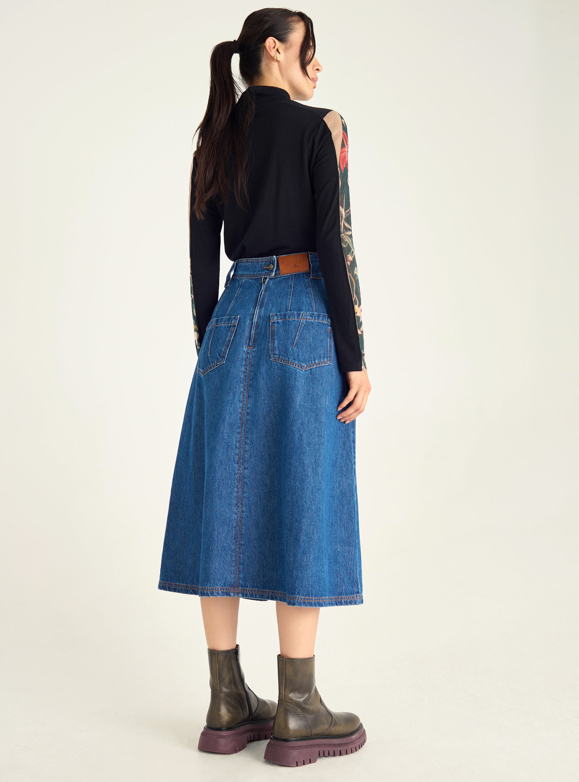 Raw denim skirt
