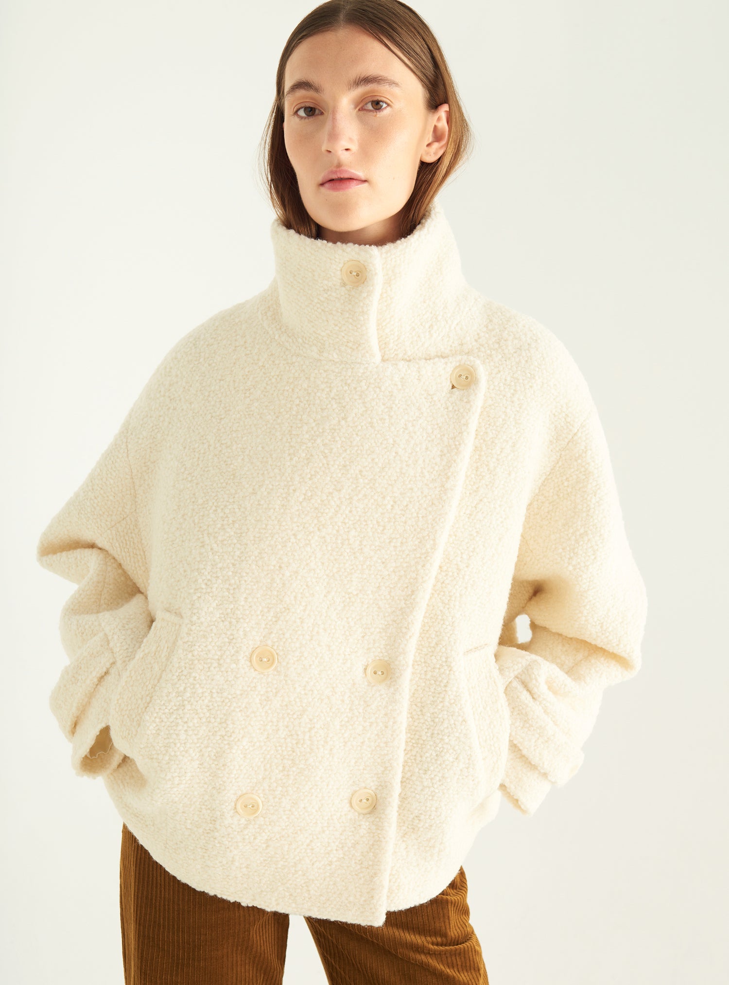 Short curly wool coat