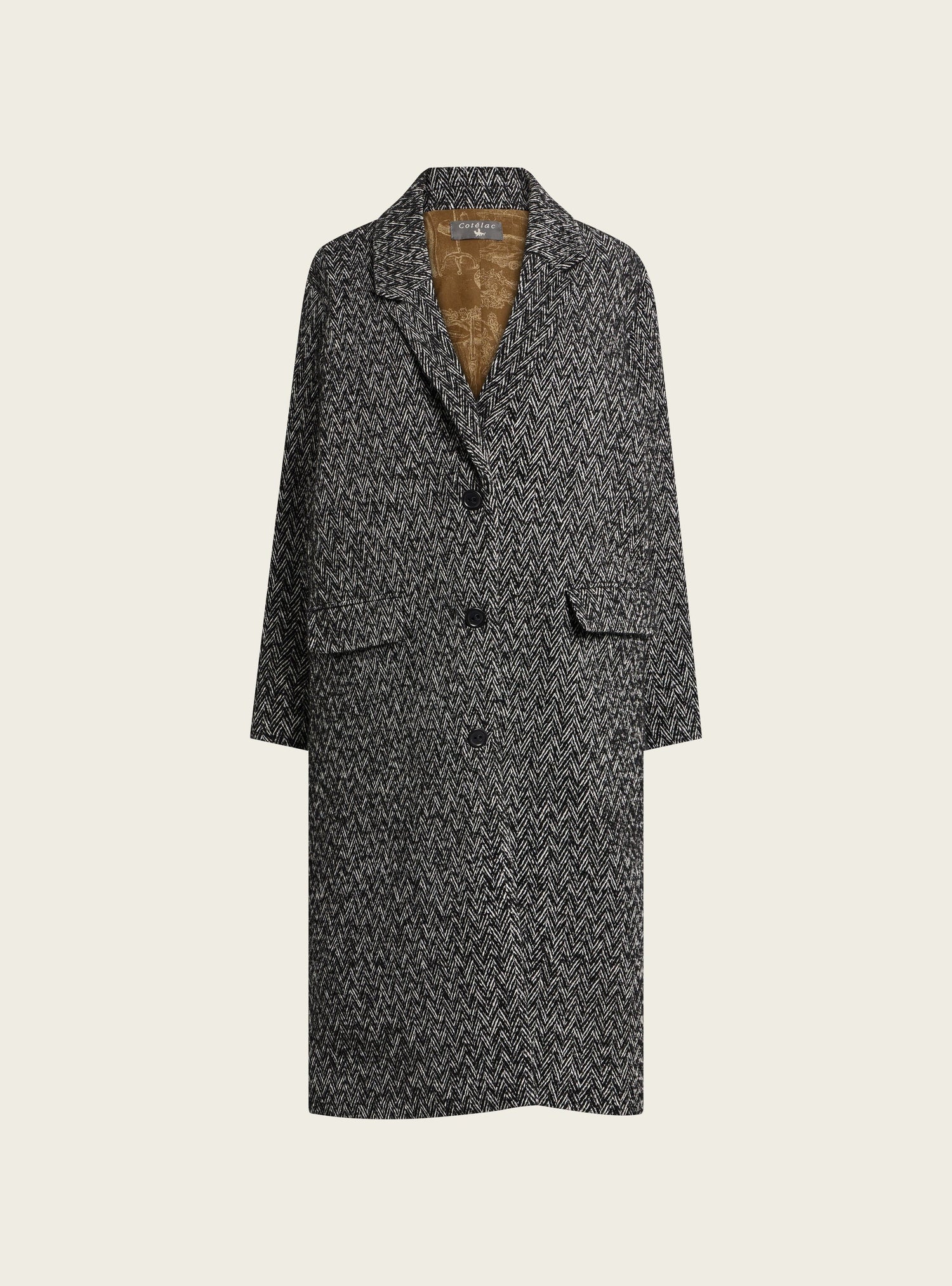 Manteau long en chevron laine Cotélac 
