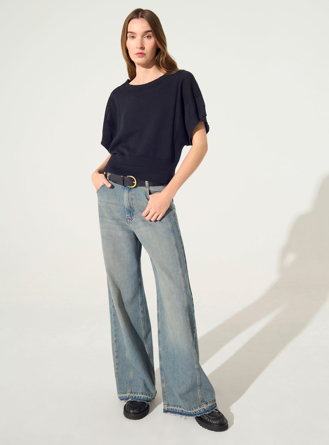 Pull en coton et cachemire noir