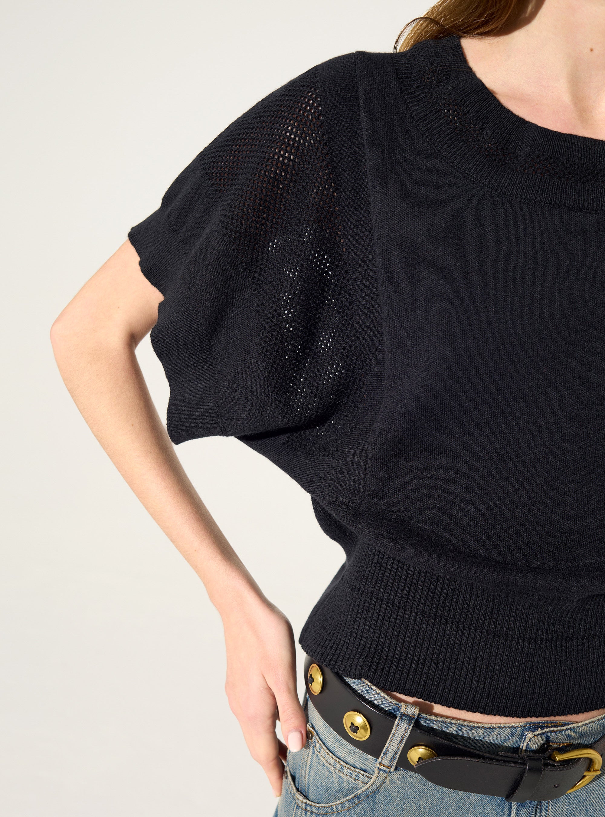 Black cotton and cashmere sweater