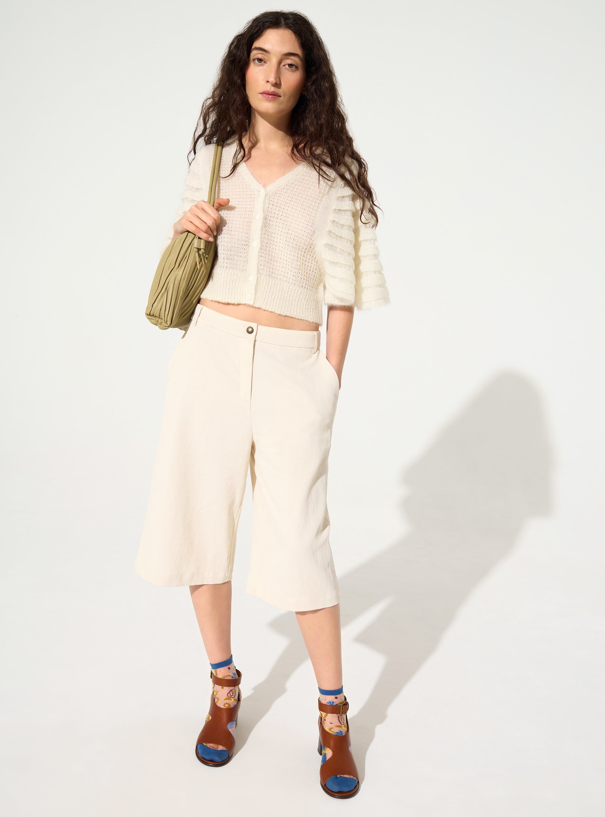 Cardigan en mohair et laine blanc