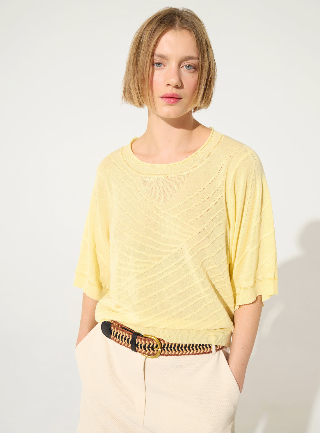 Pull en coton jaune
