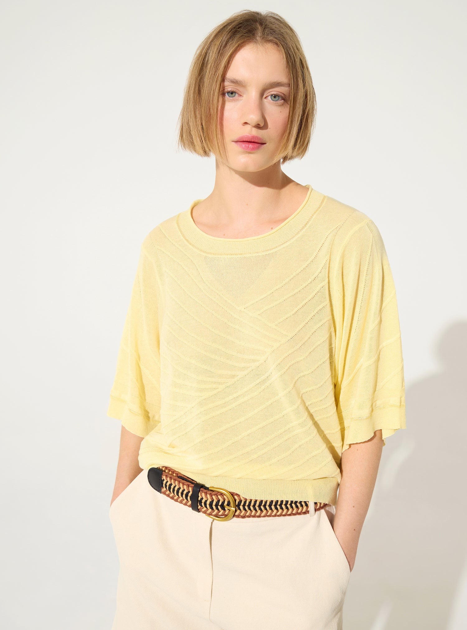 Pull en coton jaune