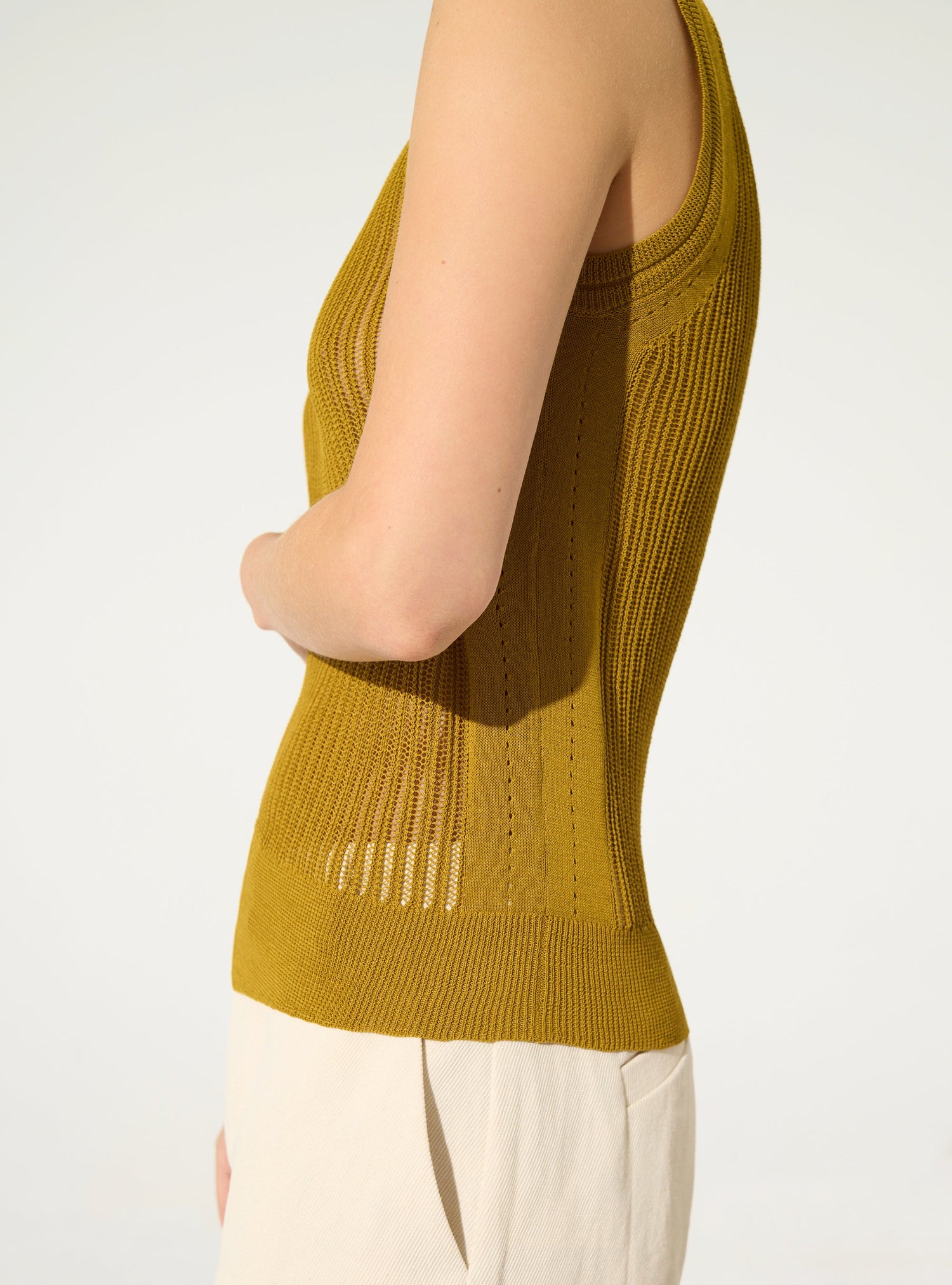 Ochre yellow knit tank top