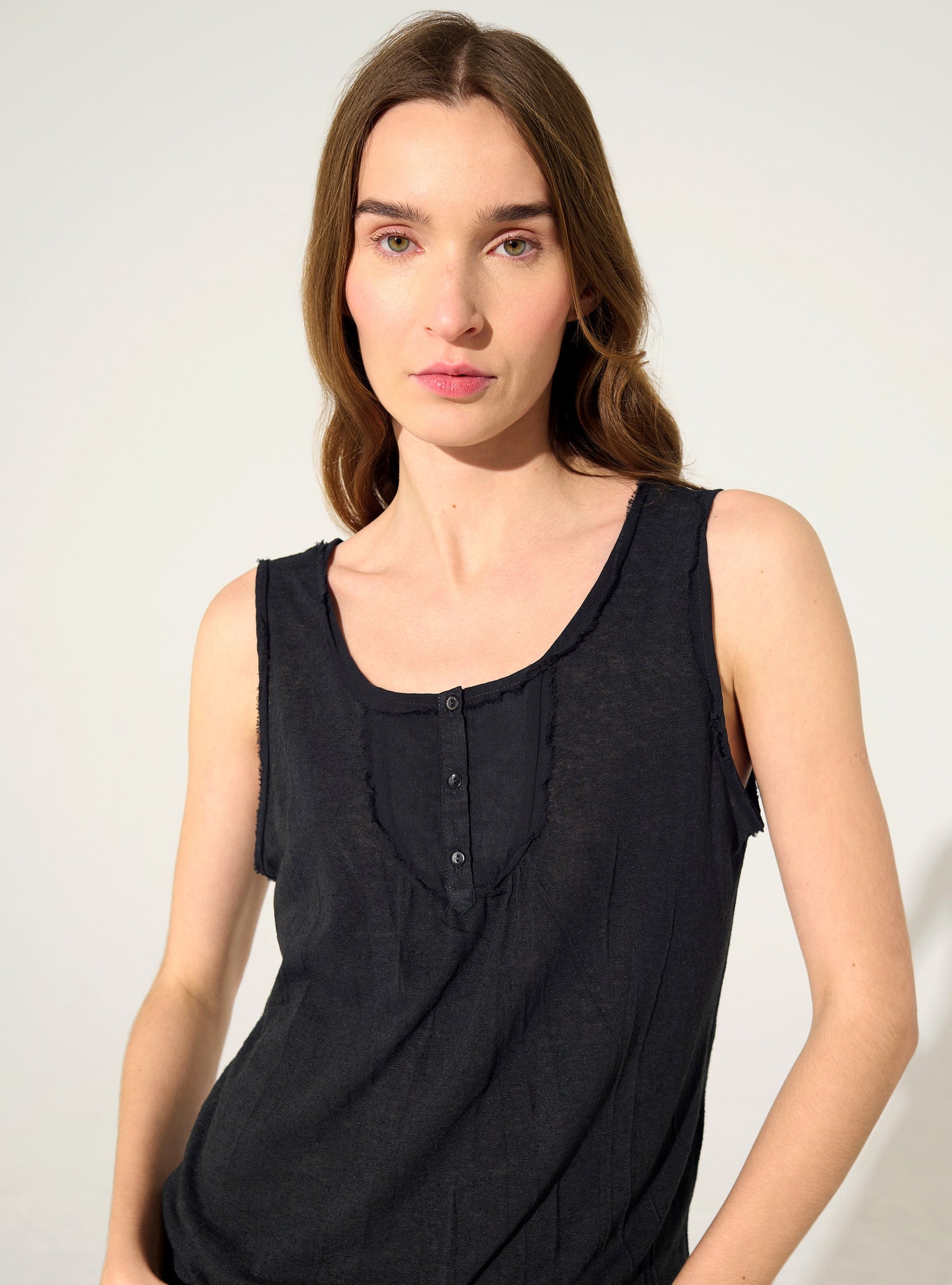 Débardeur ajusté plissé noir