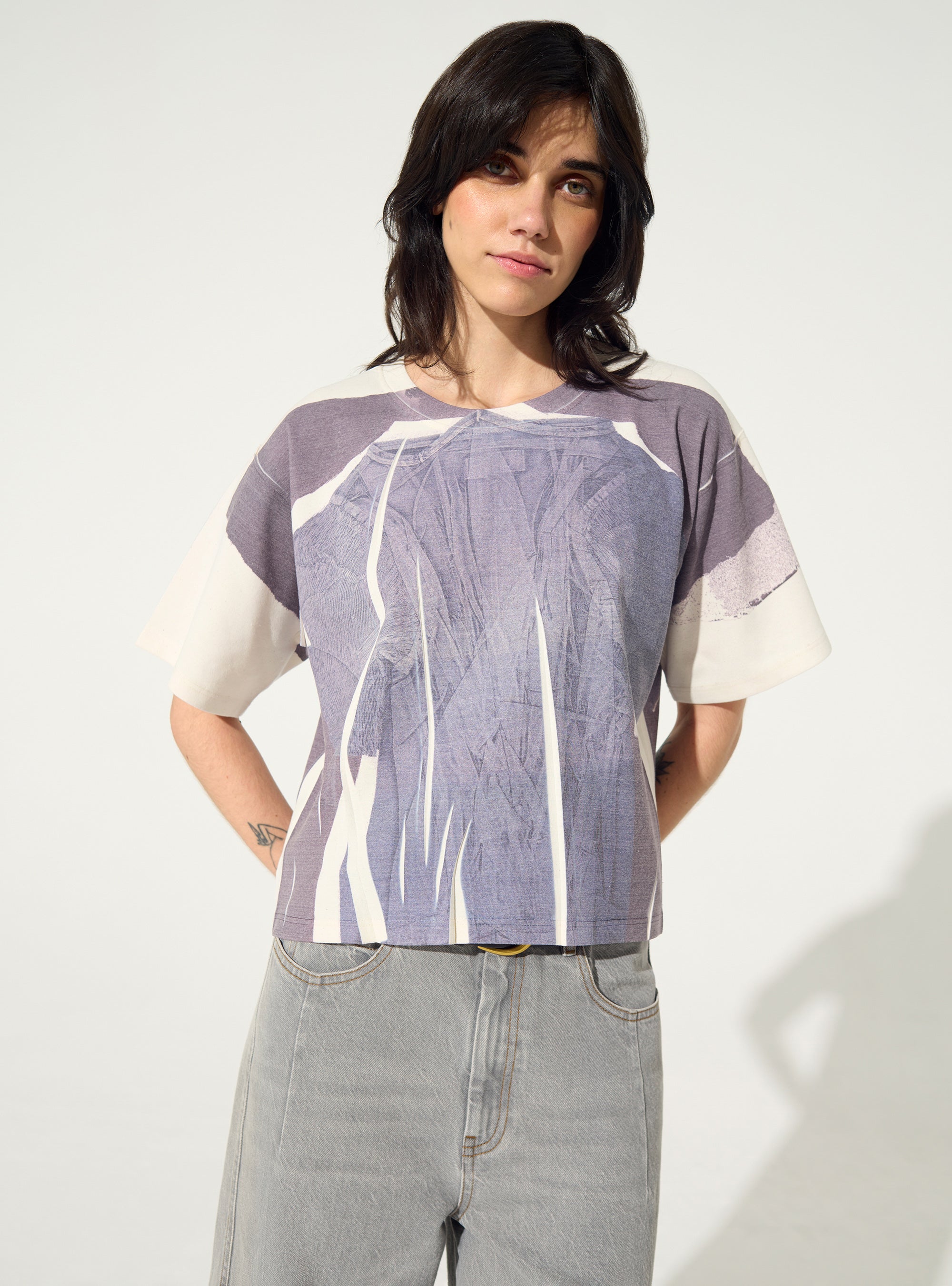 Blue sublimated fitted T-shirt