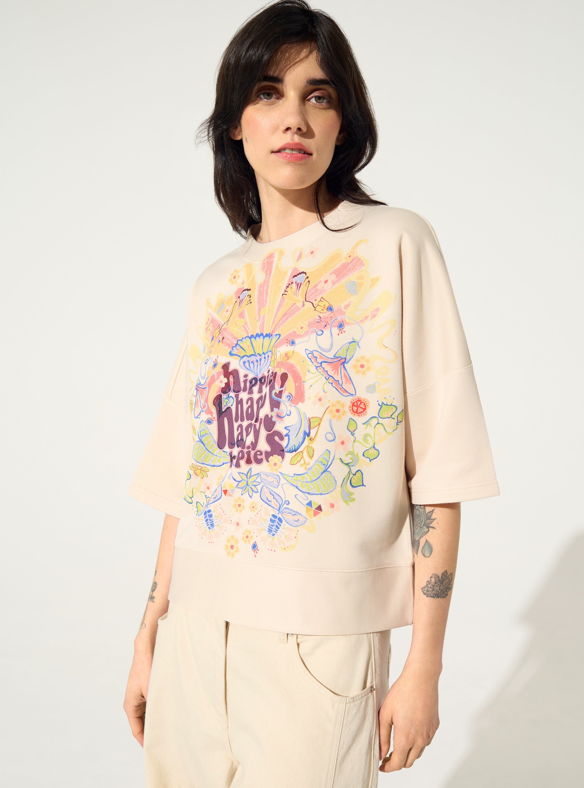 Sweat oversized XXL imprimé maison blanc Cotélac 