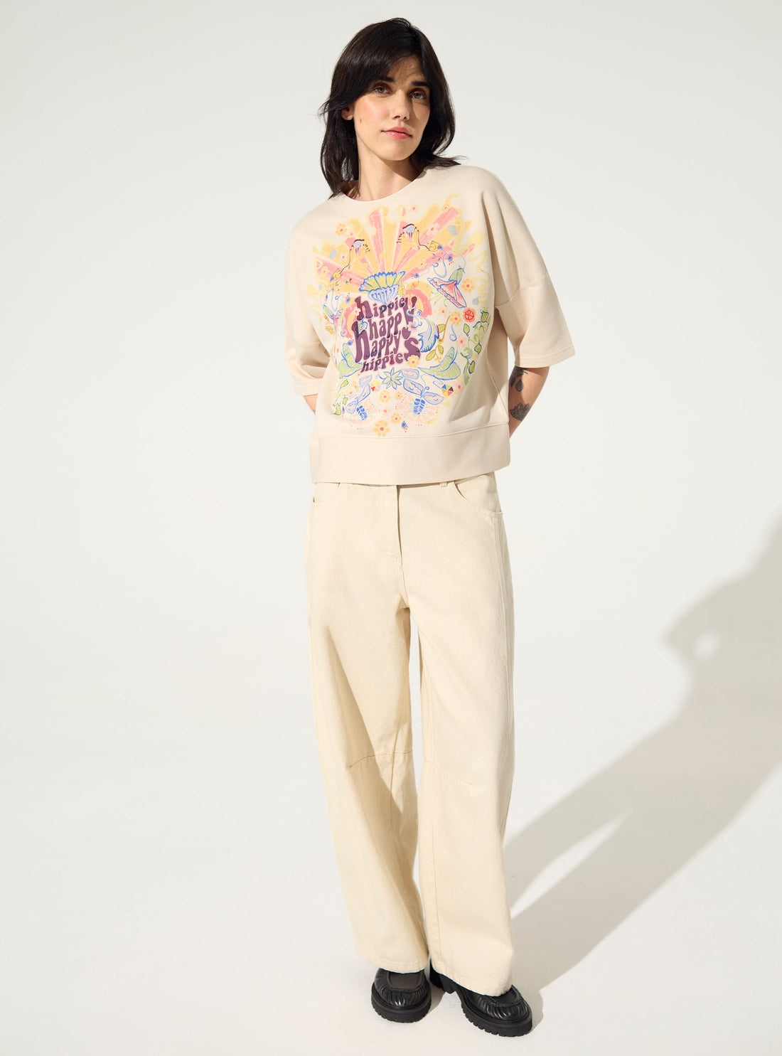 Sweat oversized XXL imprimé maison blanc Cotélac 