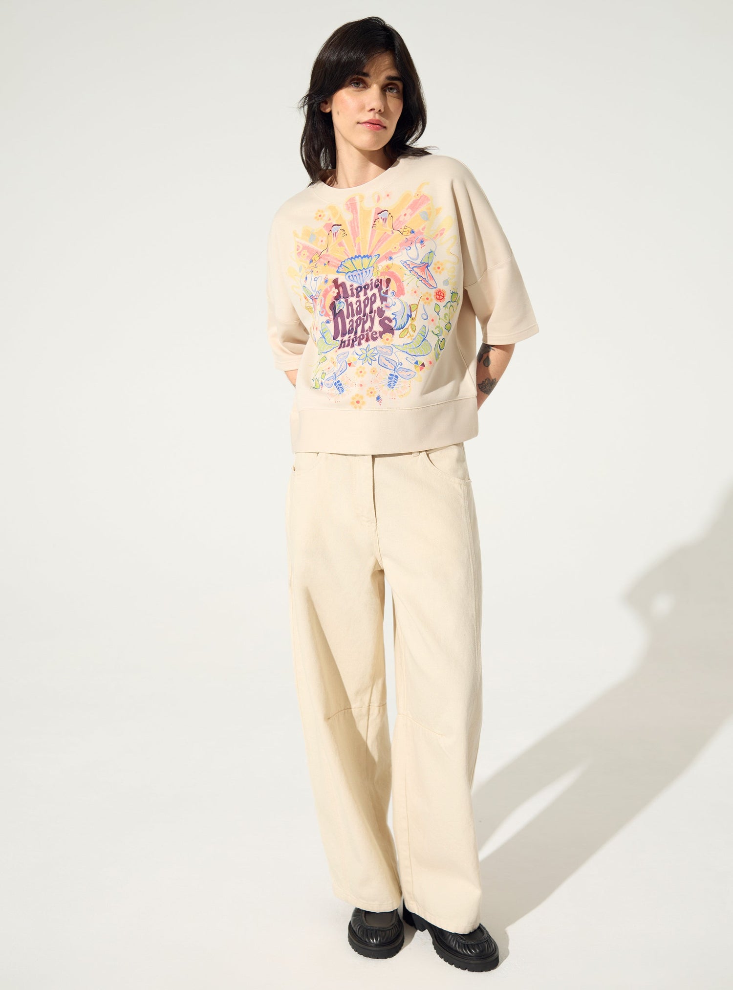 Sweat oversized XXL imprimé maison blanc Cotélac 