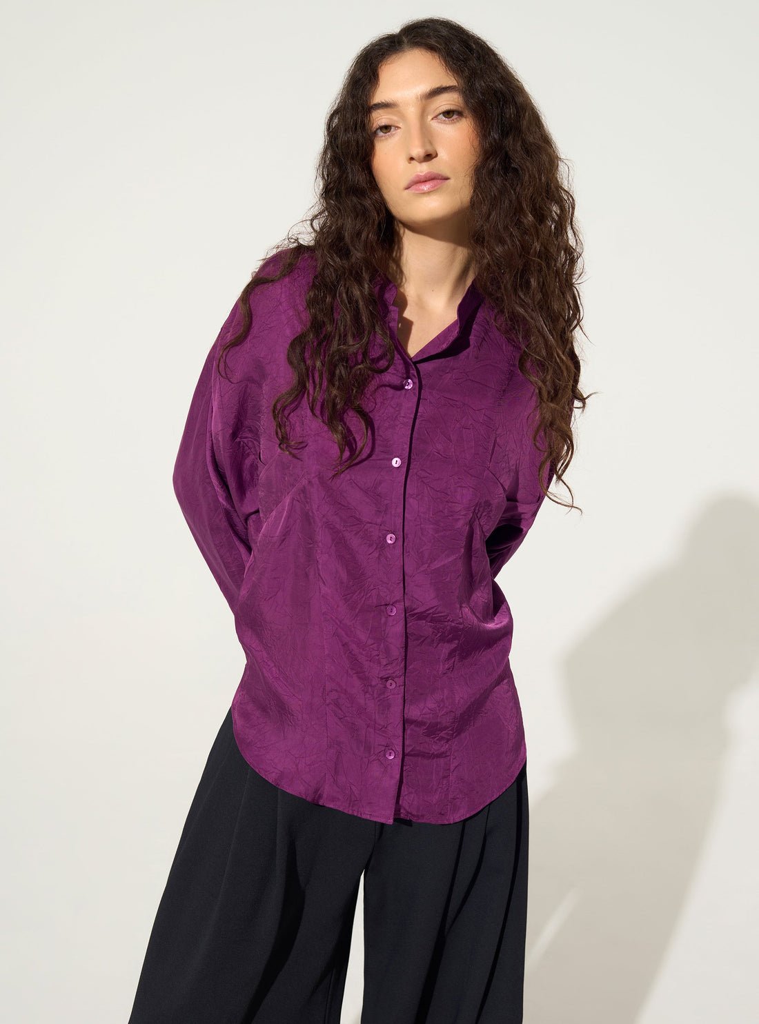 Oversized purple cupro shirt