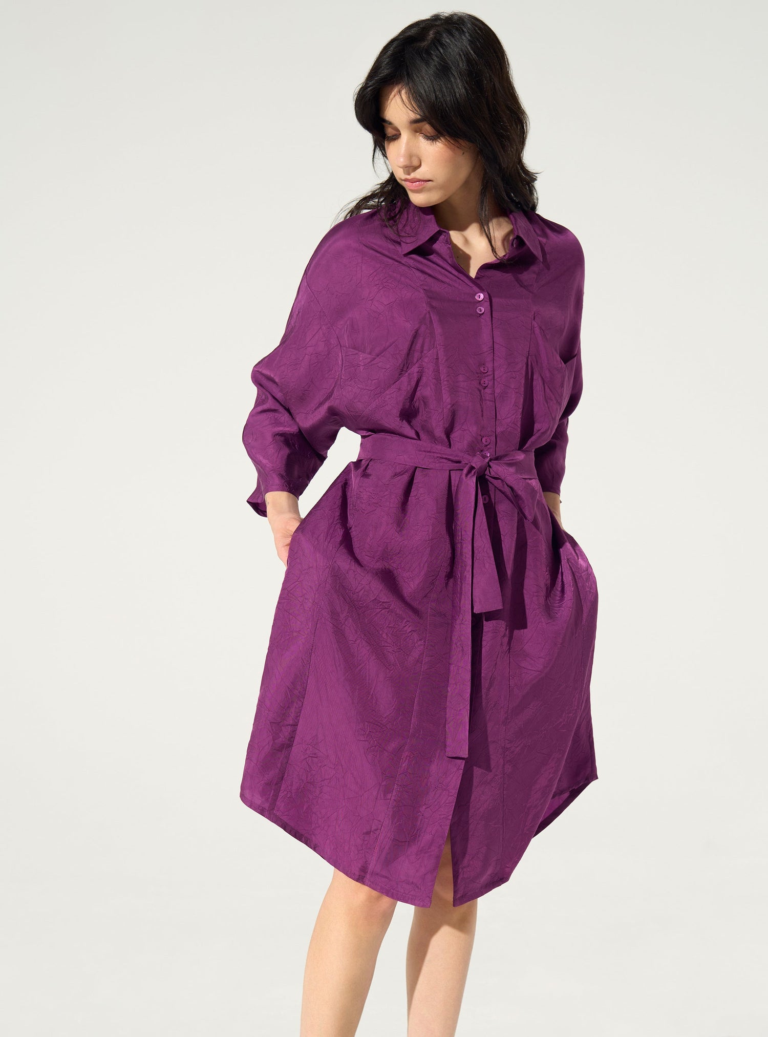 Robe ample en cupro violet