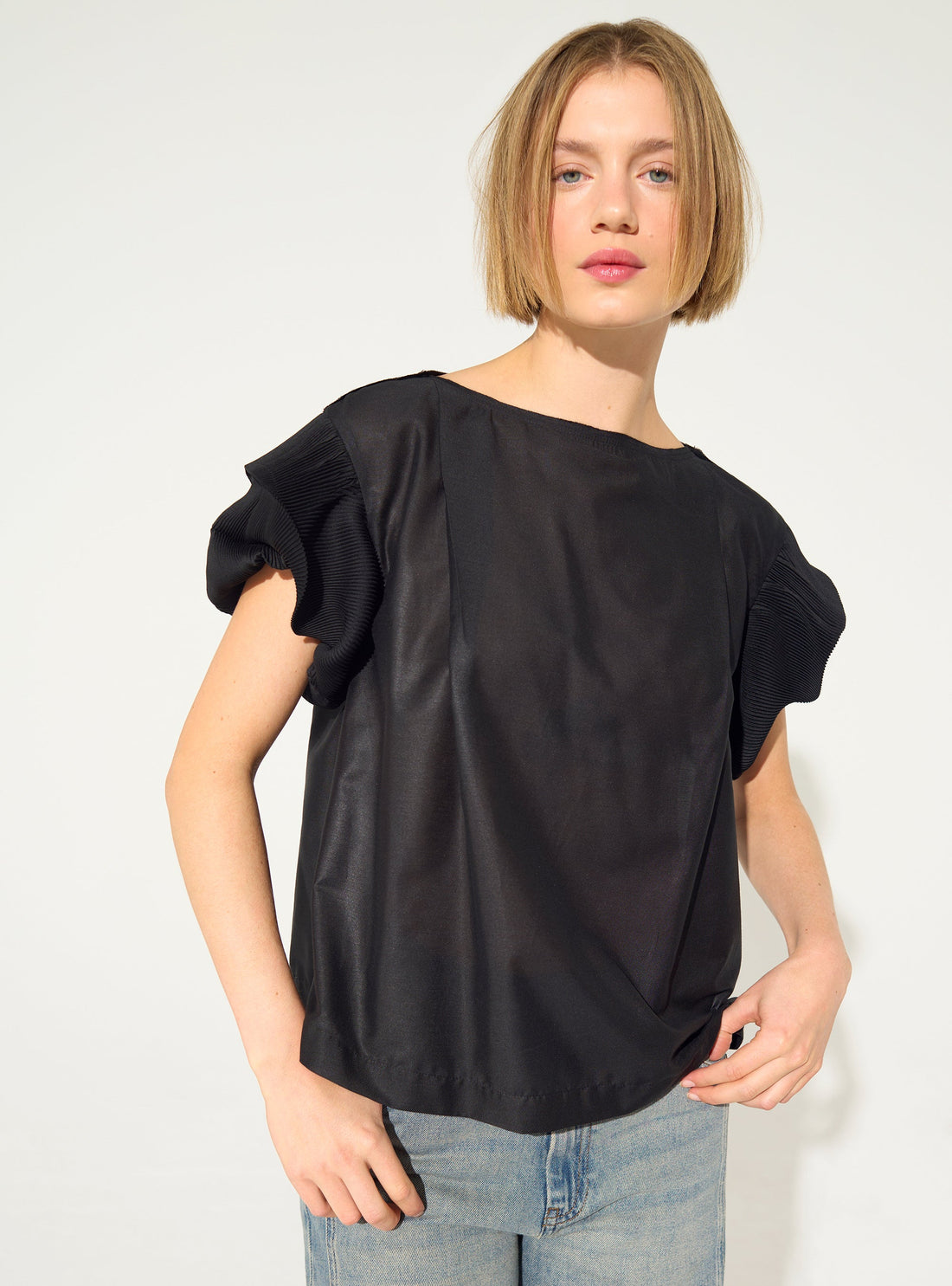 Blouse plissée noir