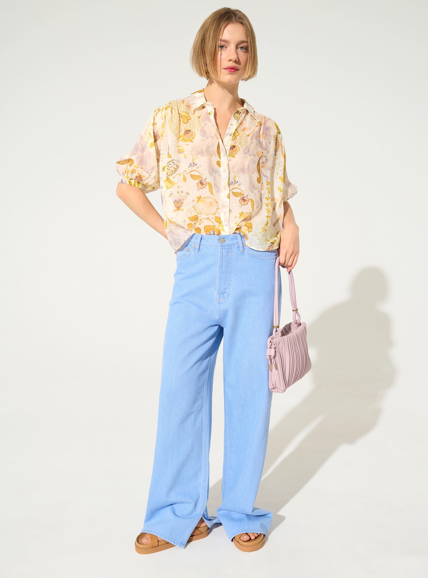 Blouse oversize xxl plissée imprimée blanc