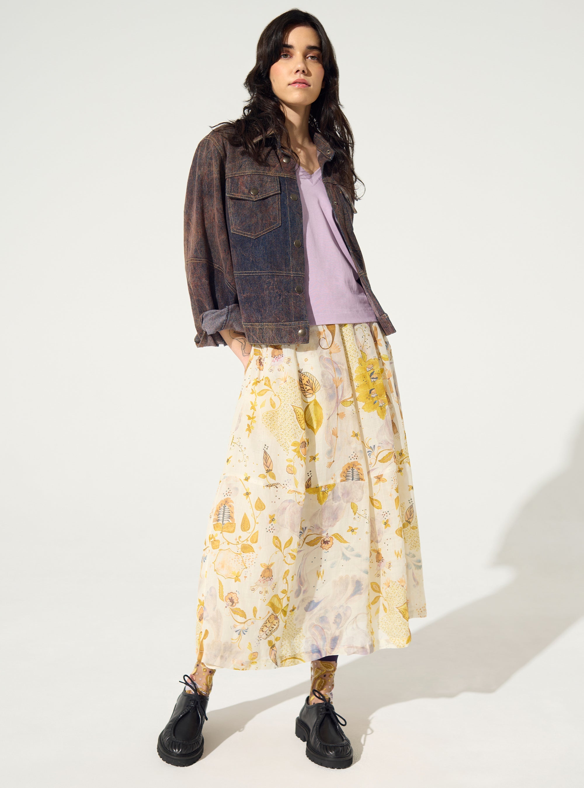 Jupe ample imprimée blanc