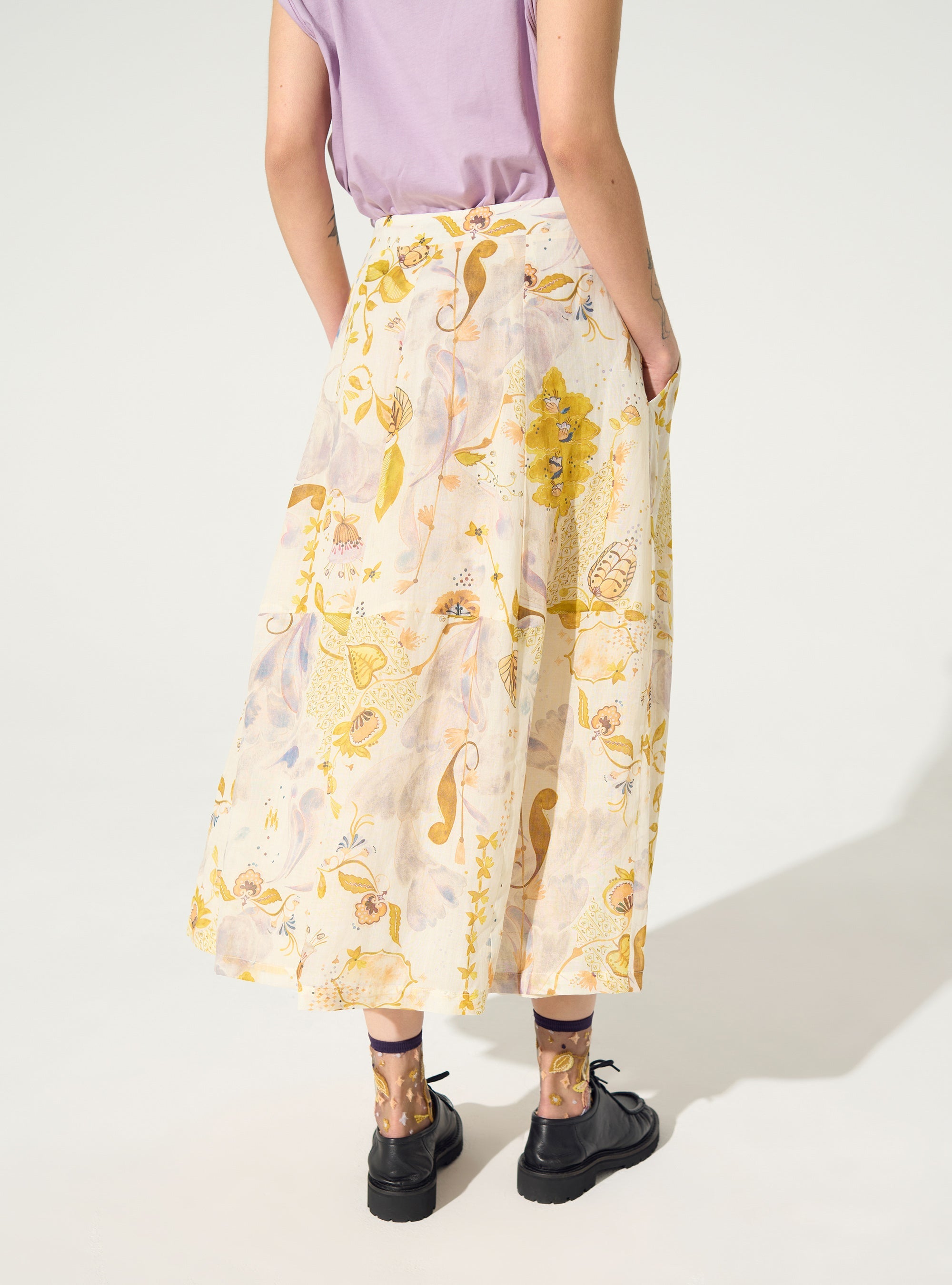 Jupe ample imprimée blanc