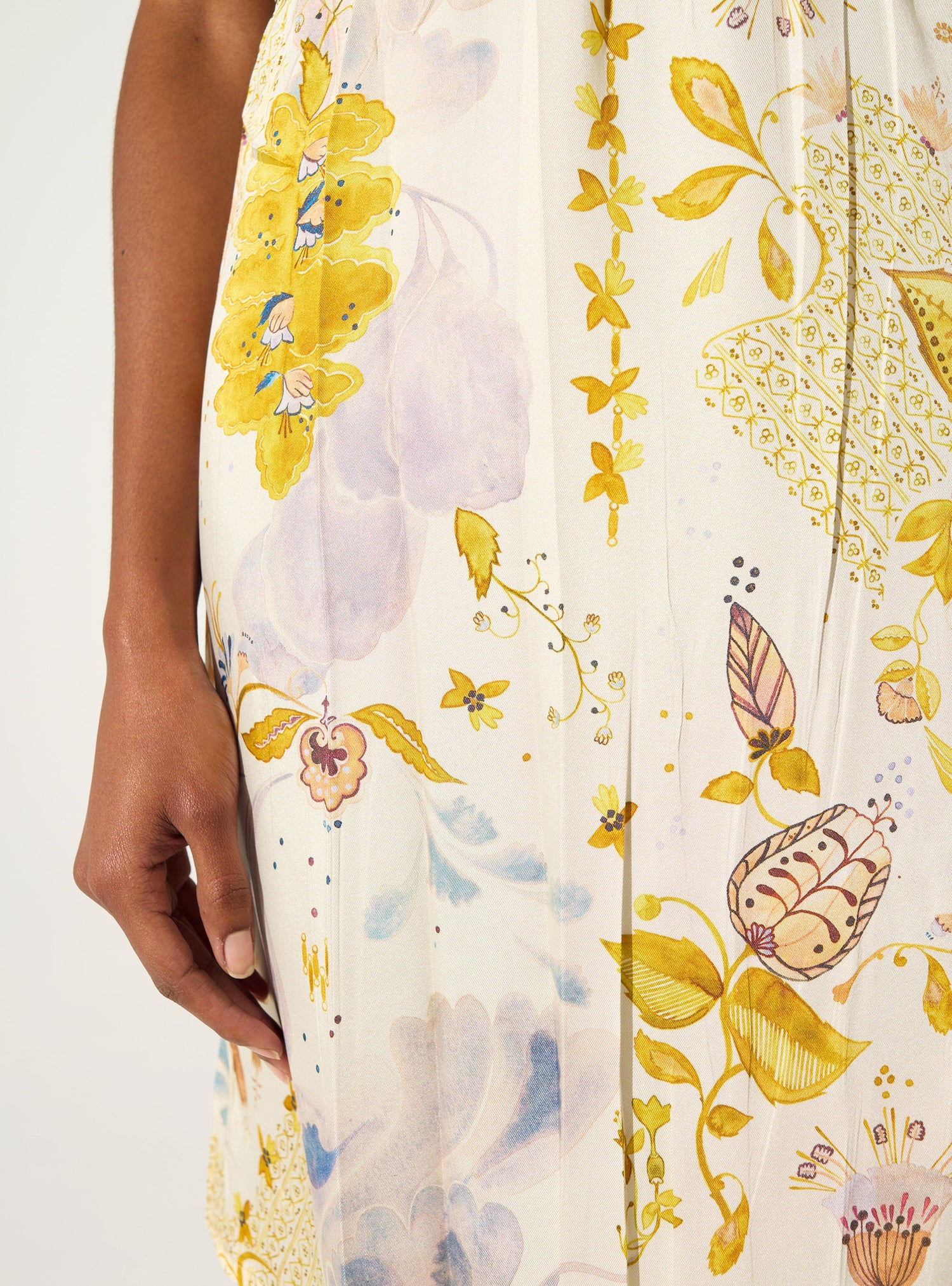 Robe ajustée plissée imprimée blanc