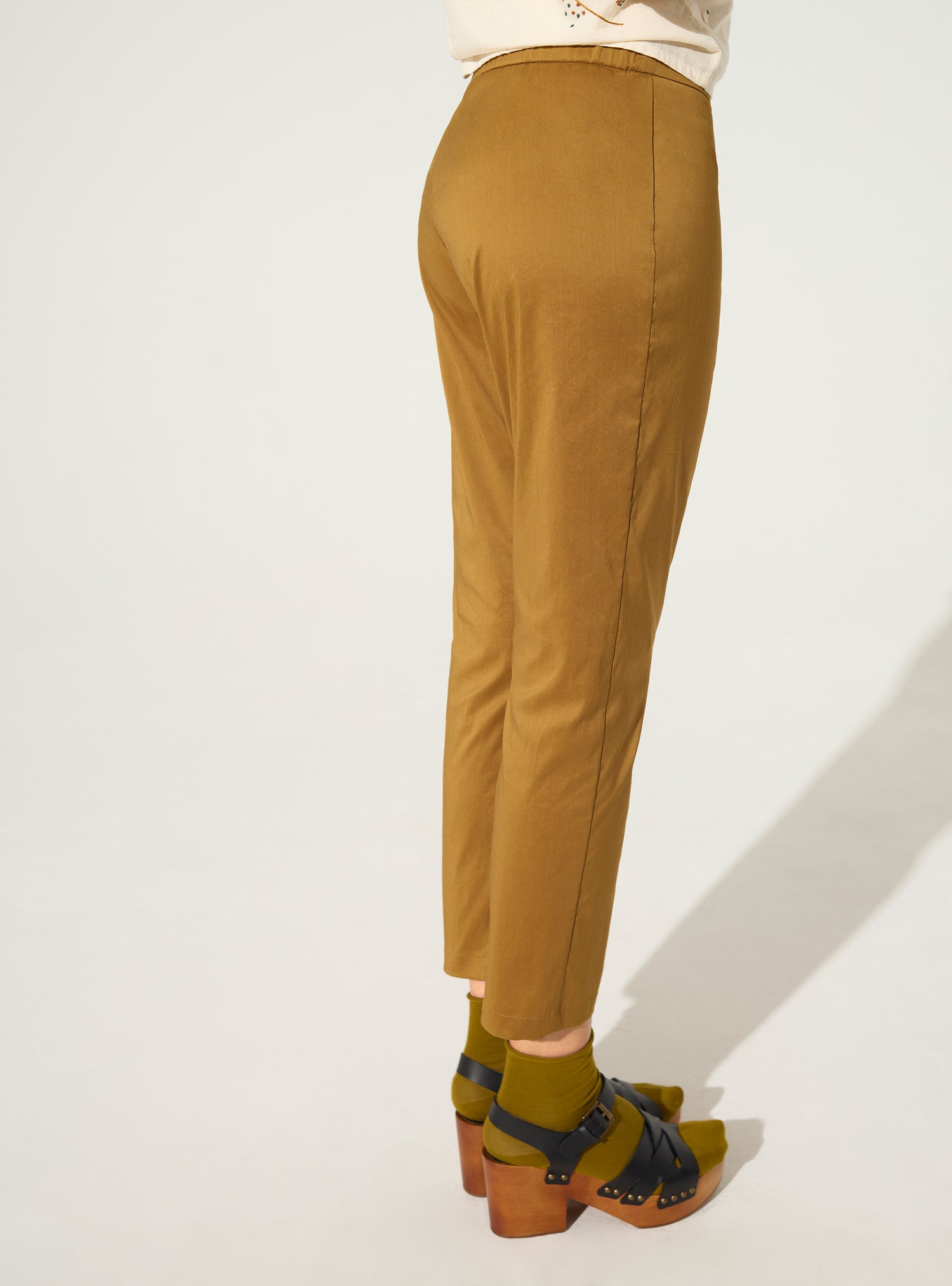 Braune Baumwoll-Cropped-Hose