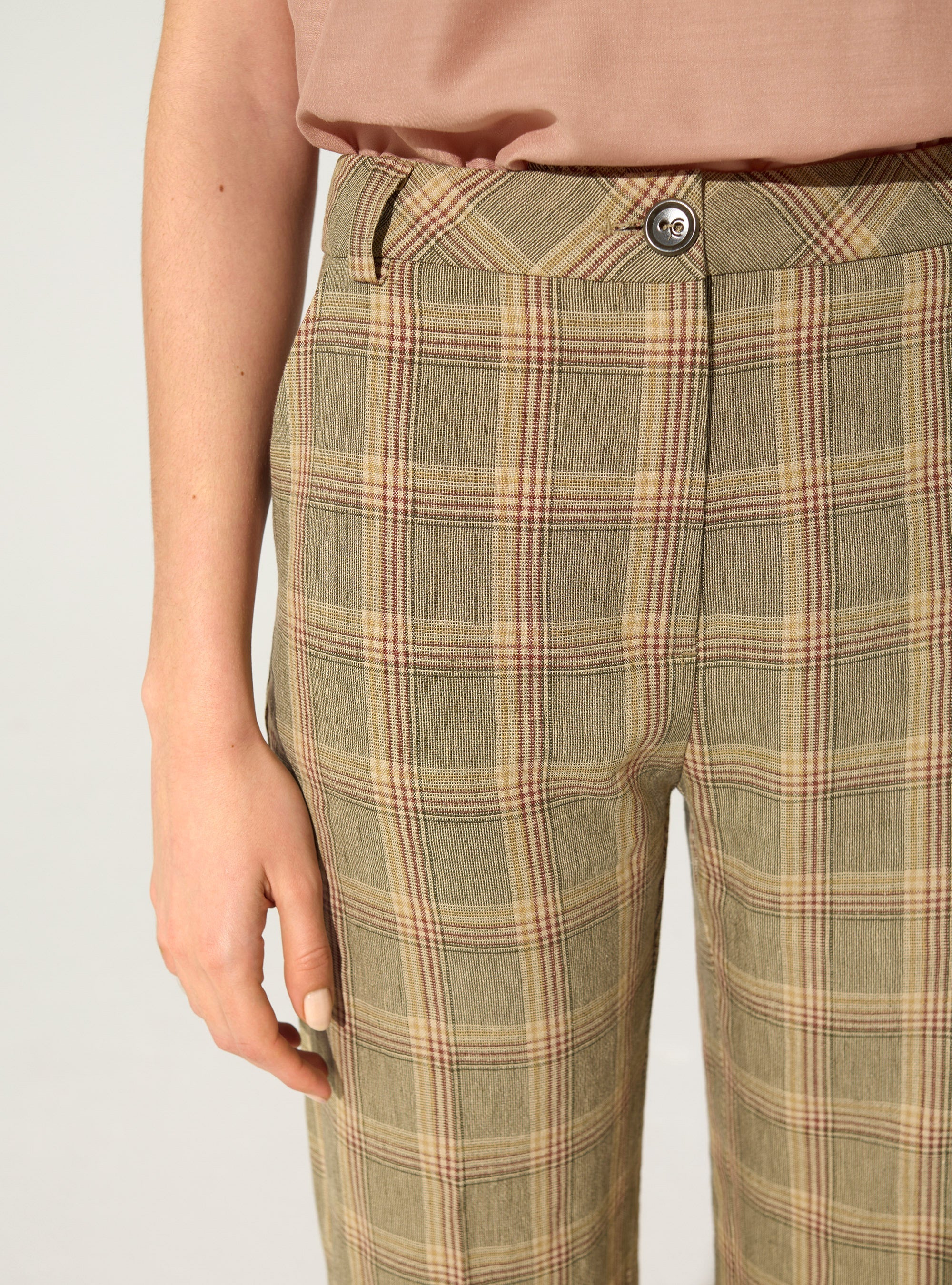 Linen check trousers