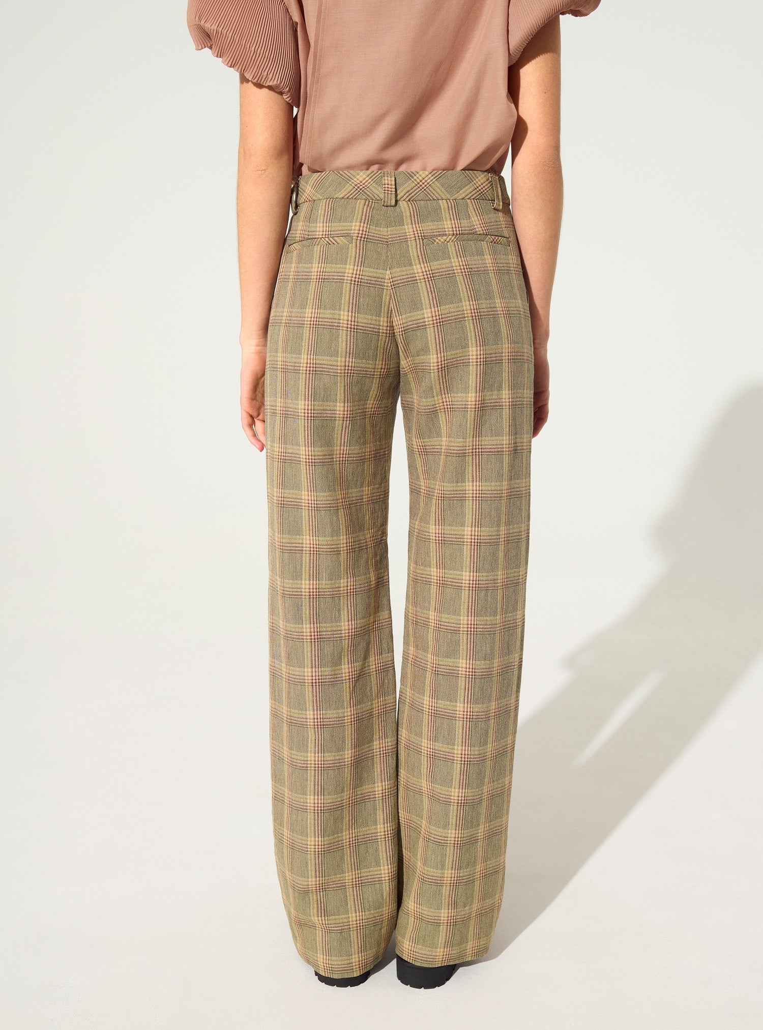 Linen check trousers