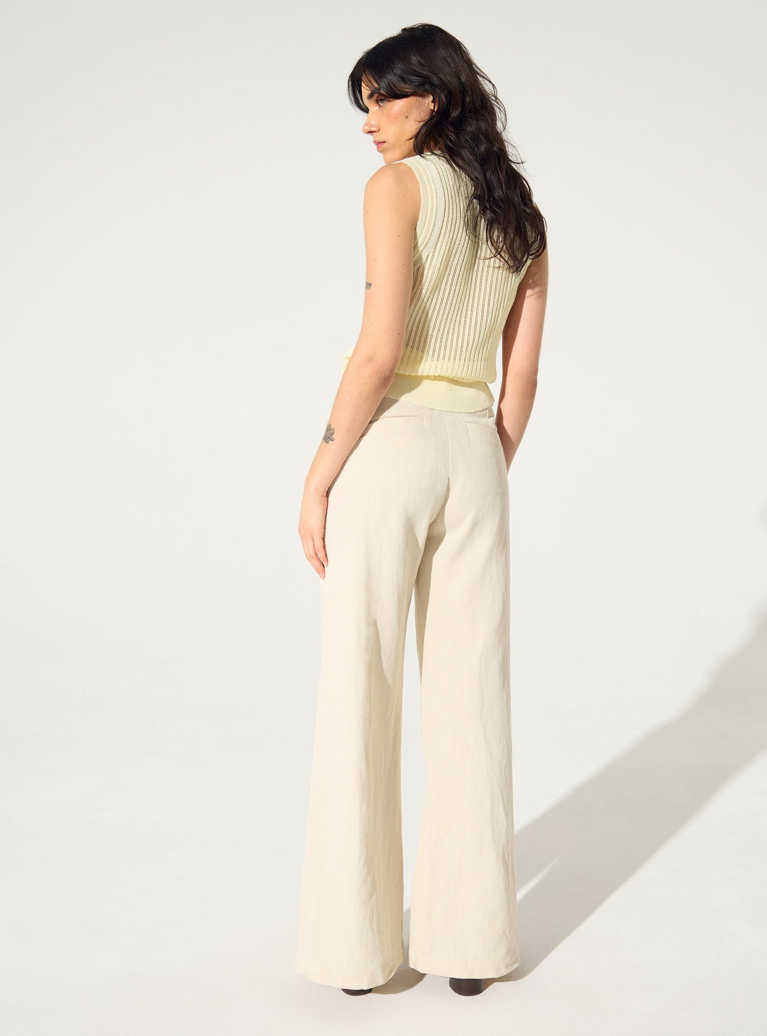 White cotton and linen trousers