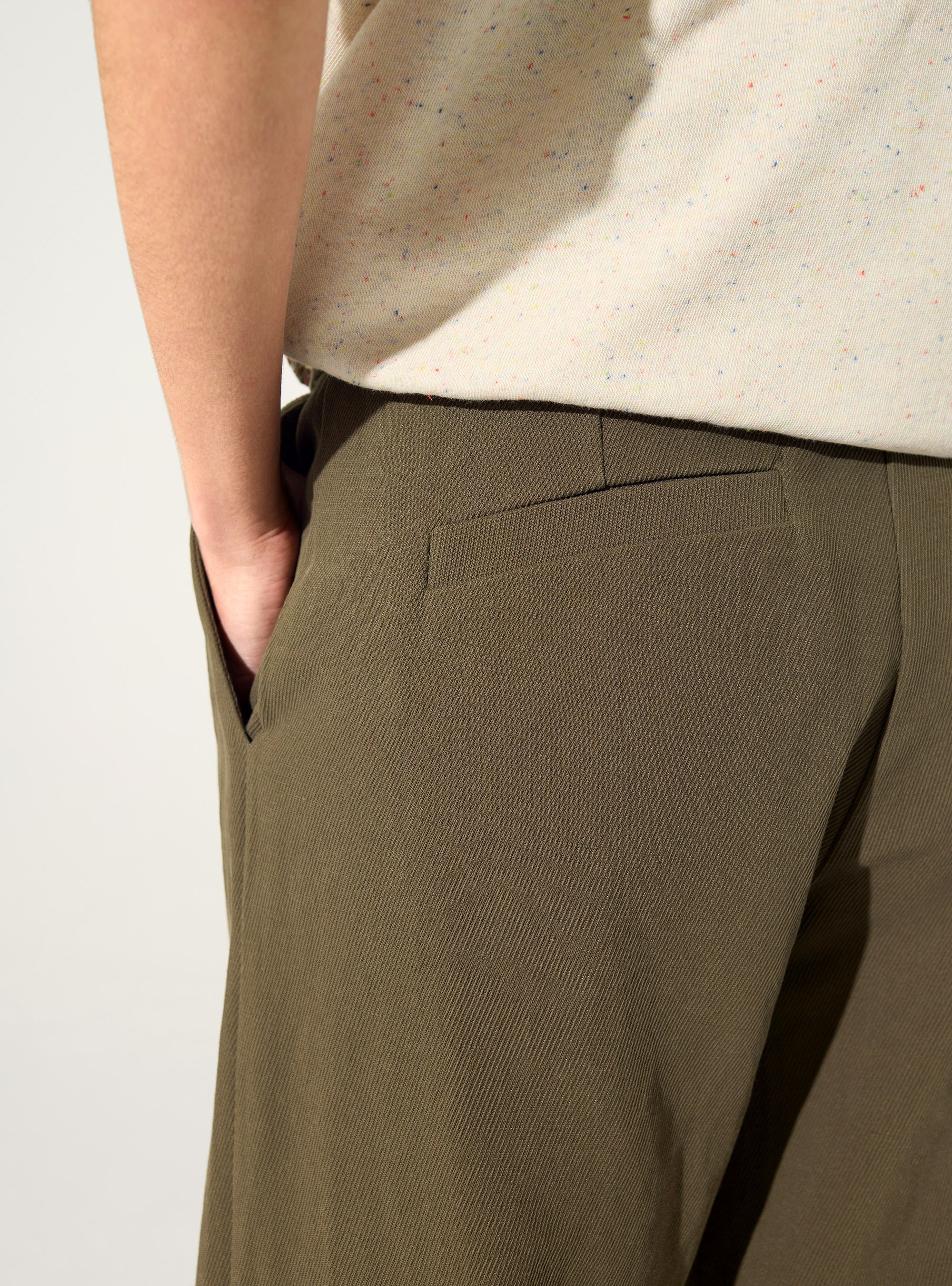 Green cotton and linen trousers