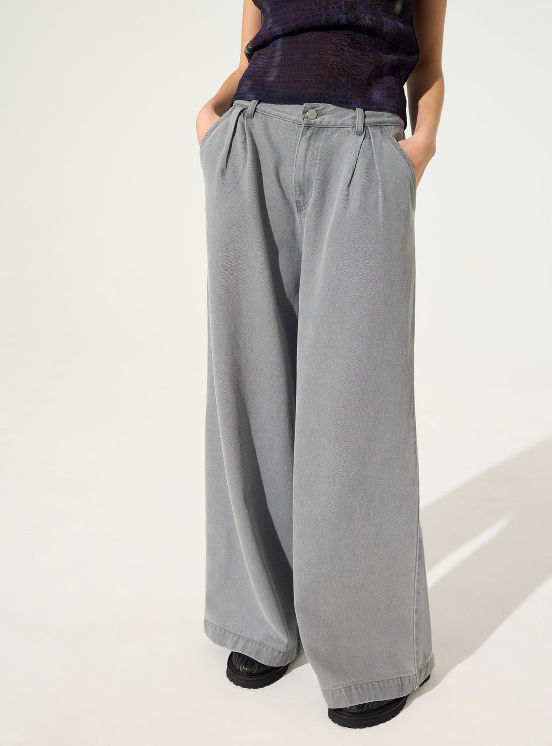 Schwarze Lyocell- und Baumwolljeans