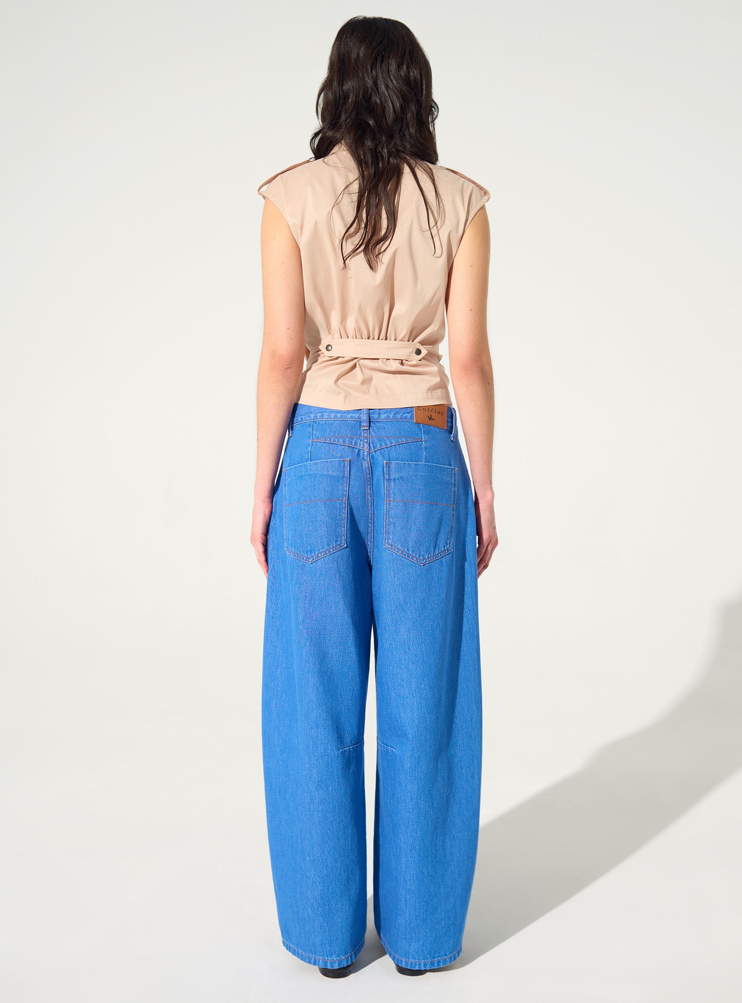 Blue Cotton Barrel Jeans