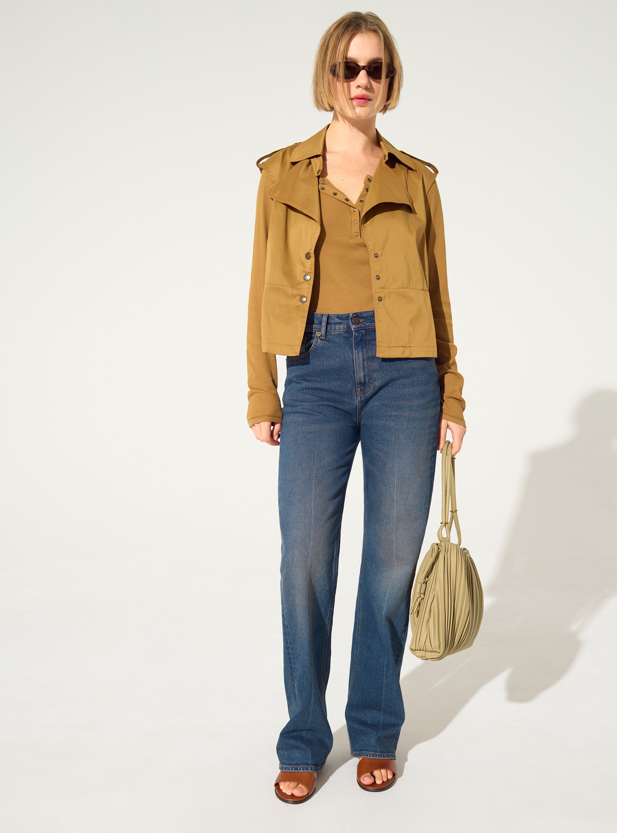 blue cotton flare jeans