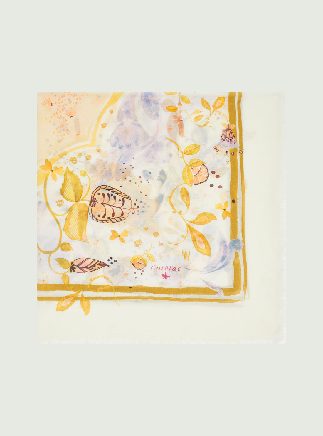 Echarpe imprimée en coton et soie blanc