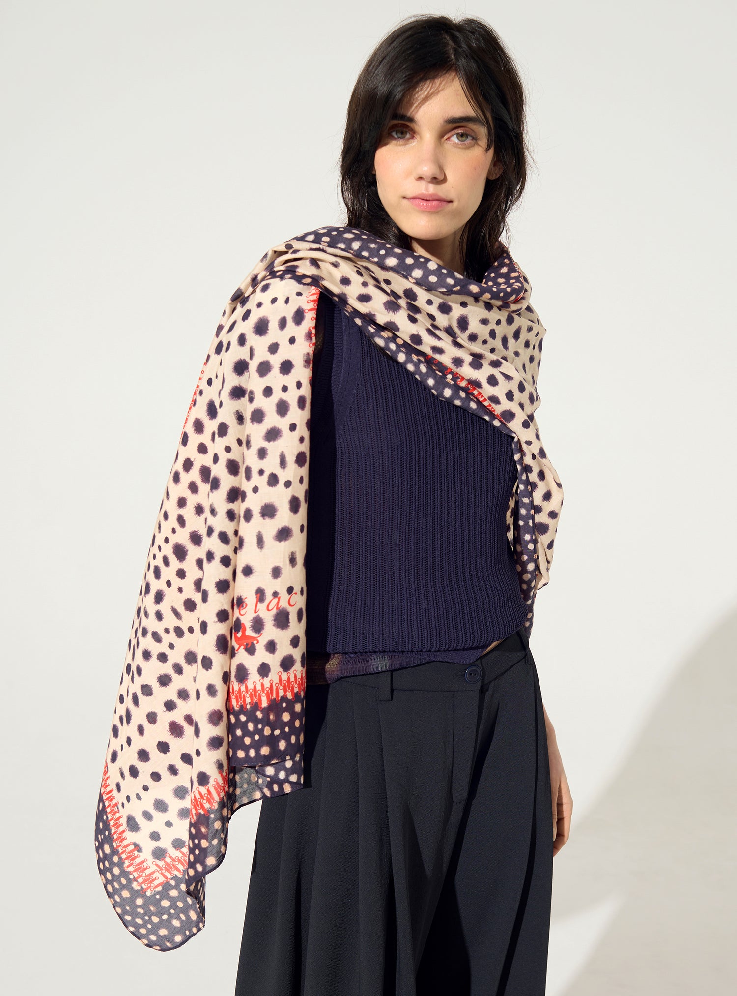 Pink house print scarf