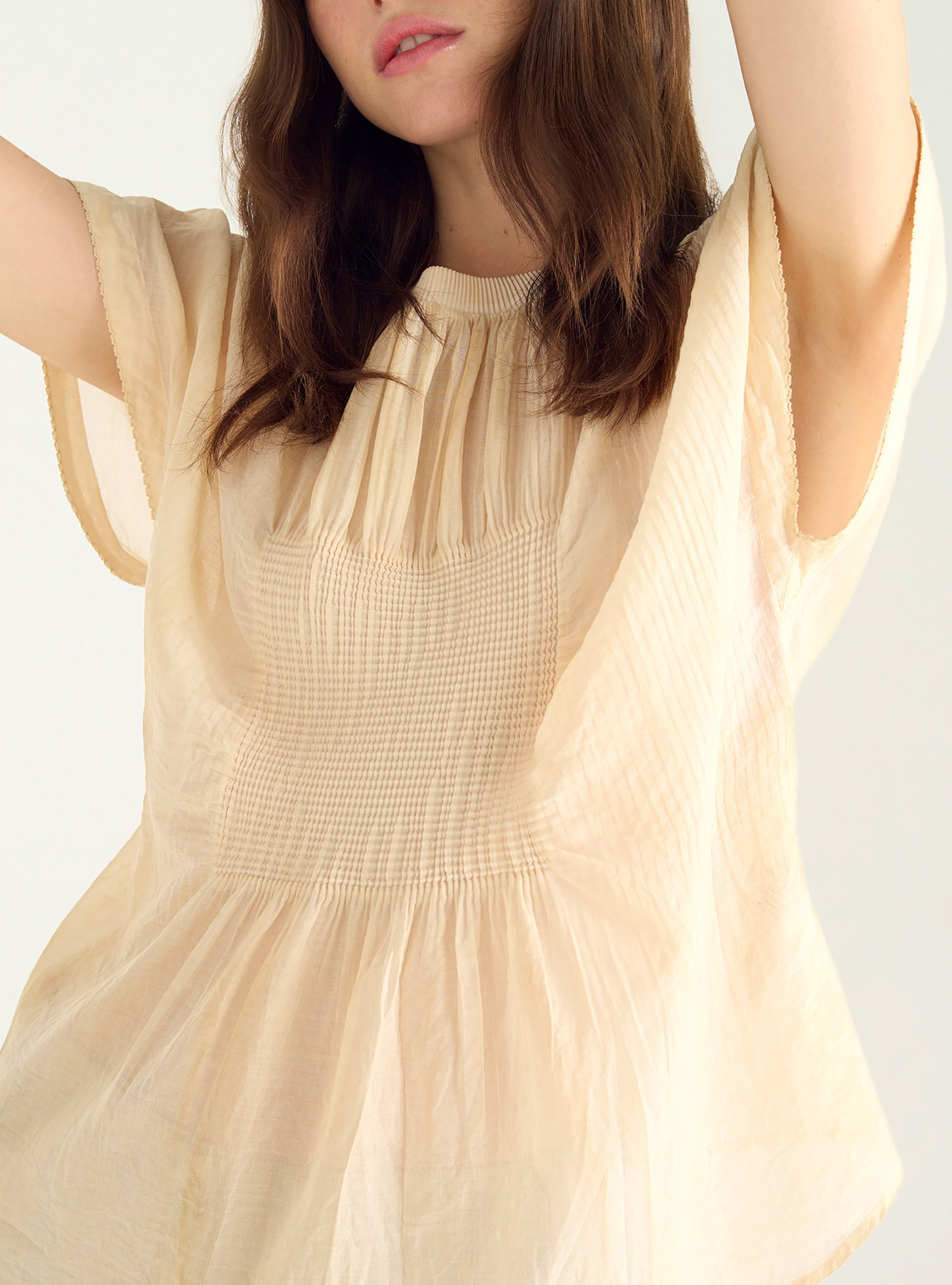 Pleated blouse in cotton voile – Cotélac