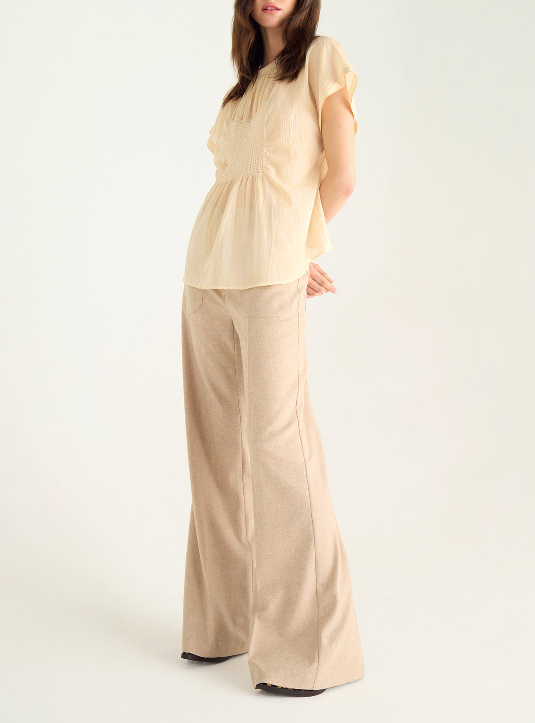 Blouse plissée en voile de coton