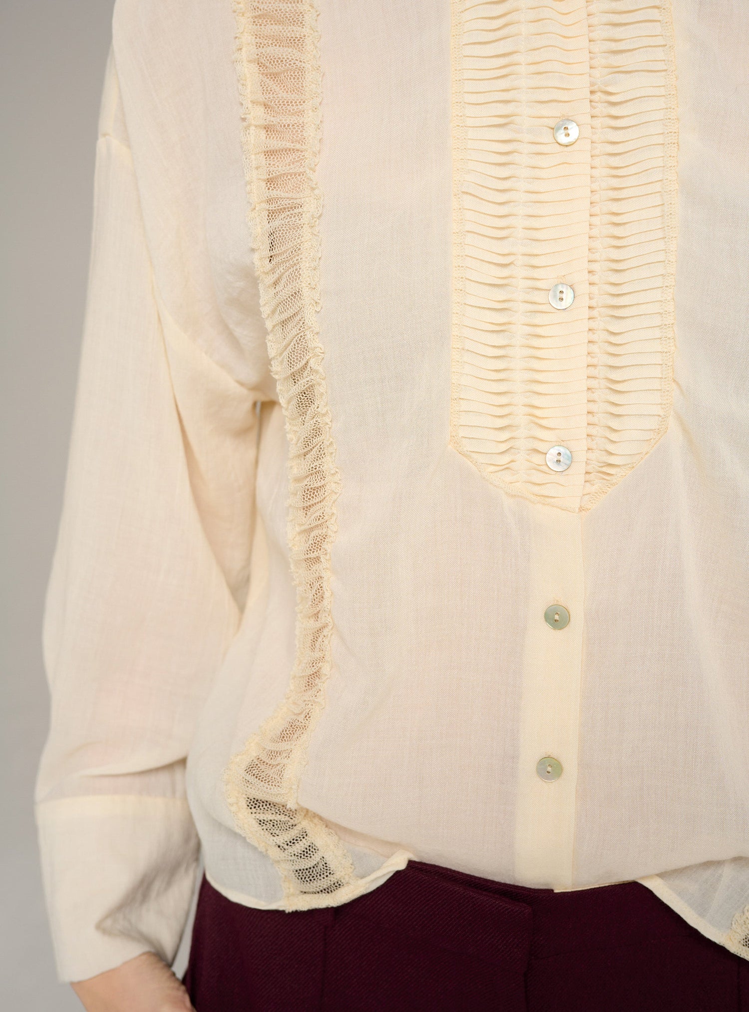Cotélac chemise manches longues plissé