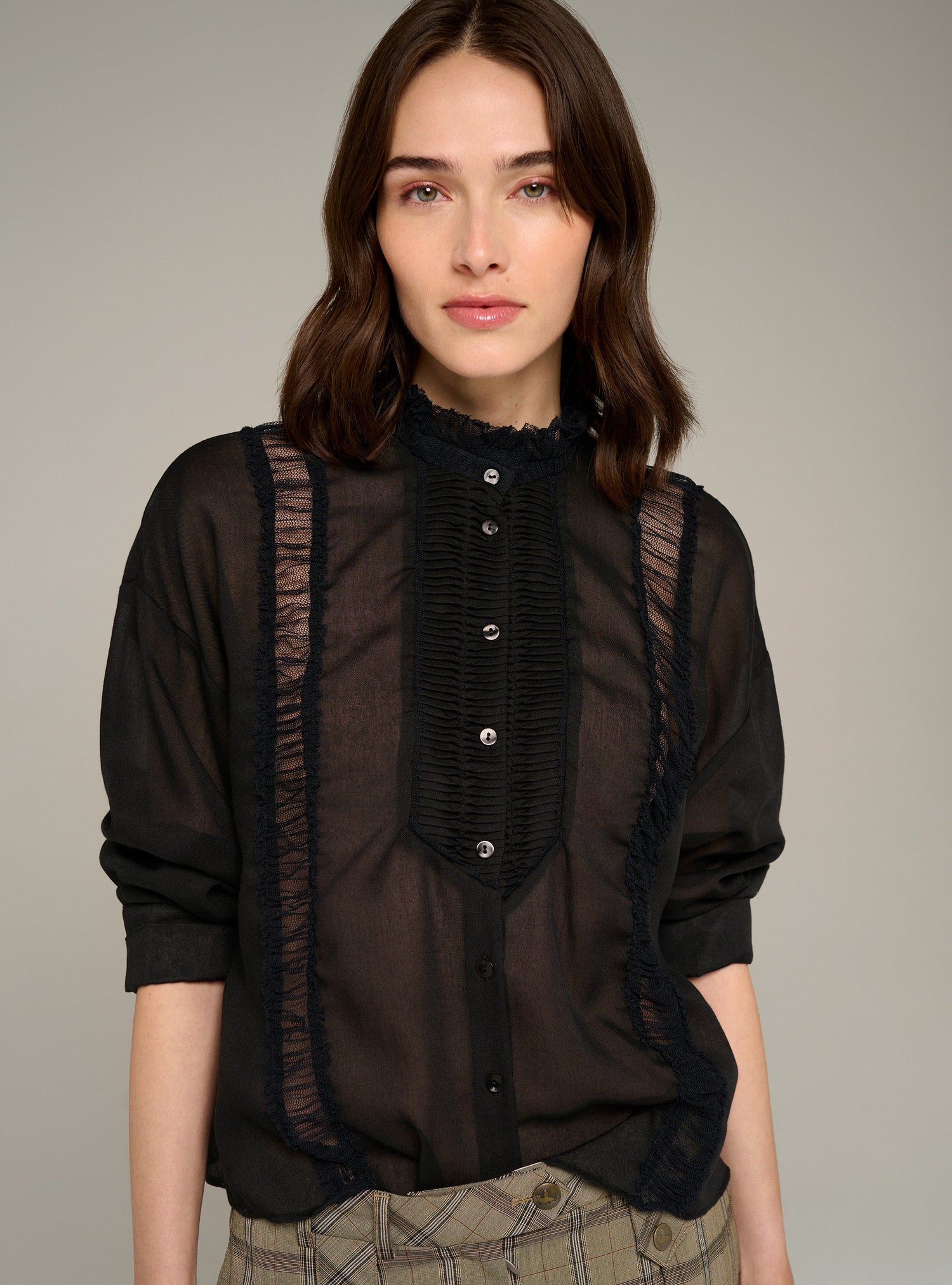 Cotélac chemise manches longues plissé
