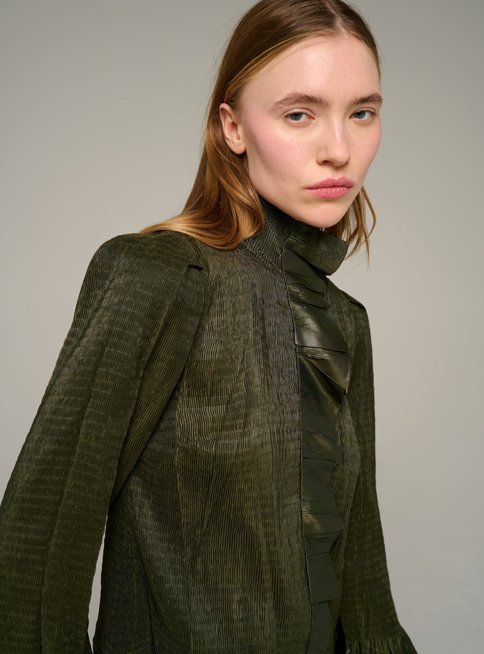 Cotélac chemise ajustée manches longues plissée