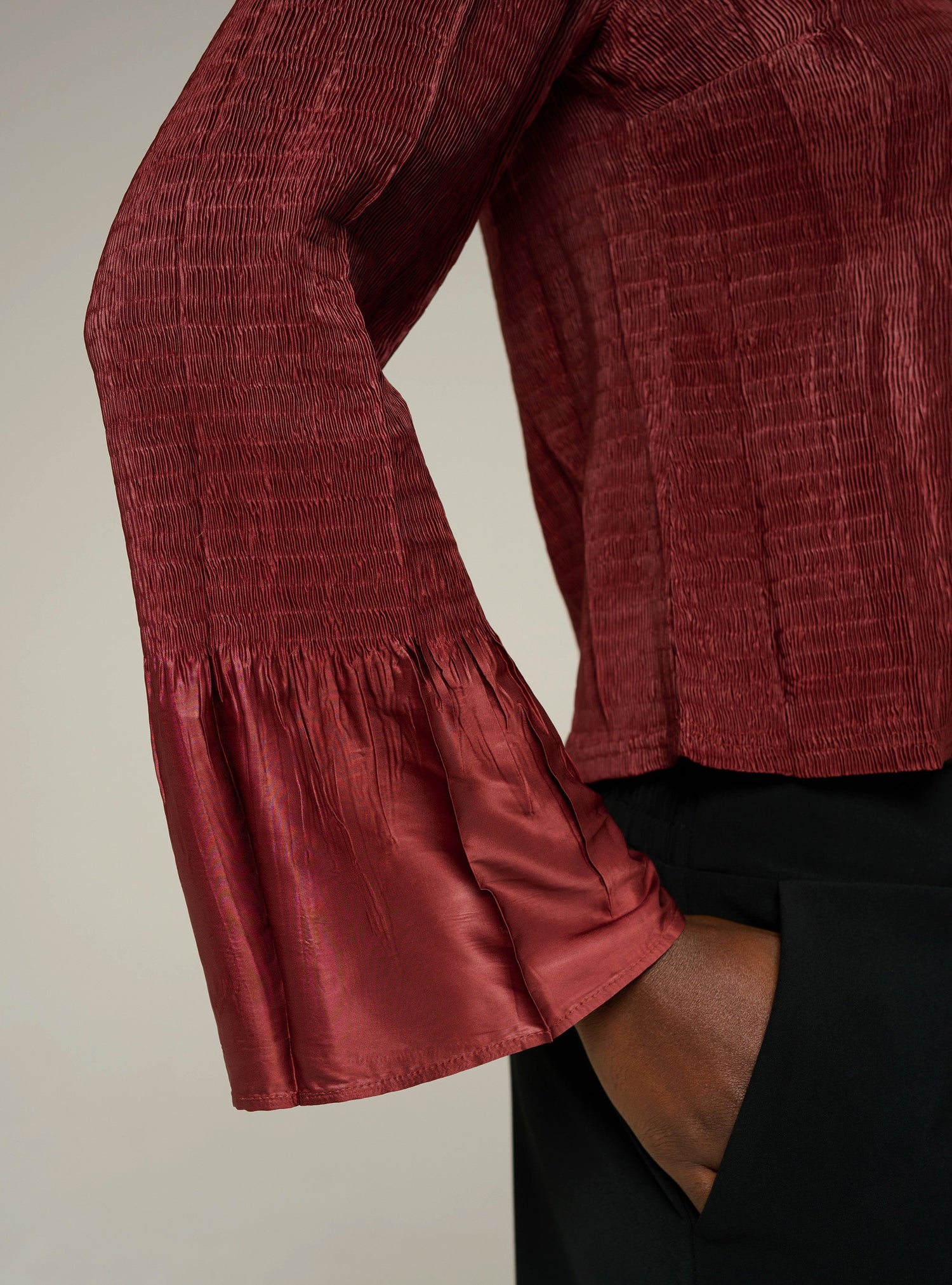 Cotélac chemise ajustée manches longues plissée