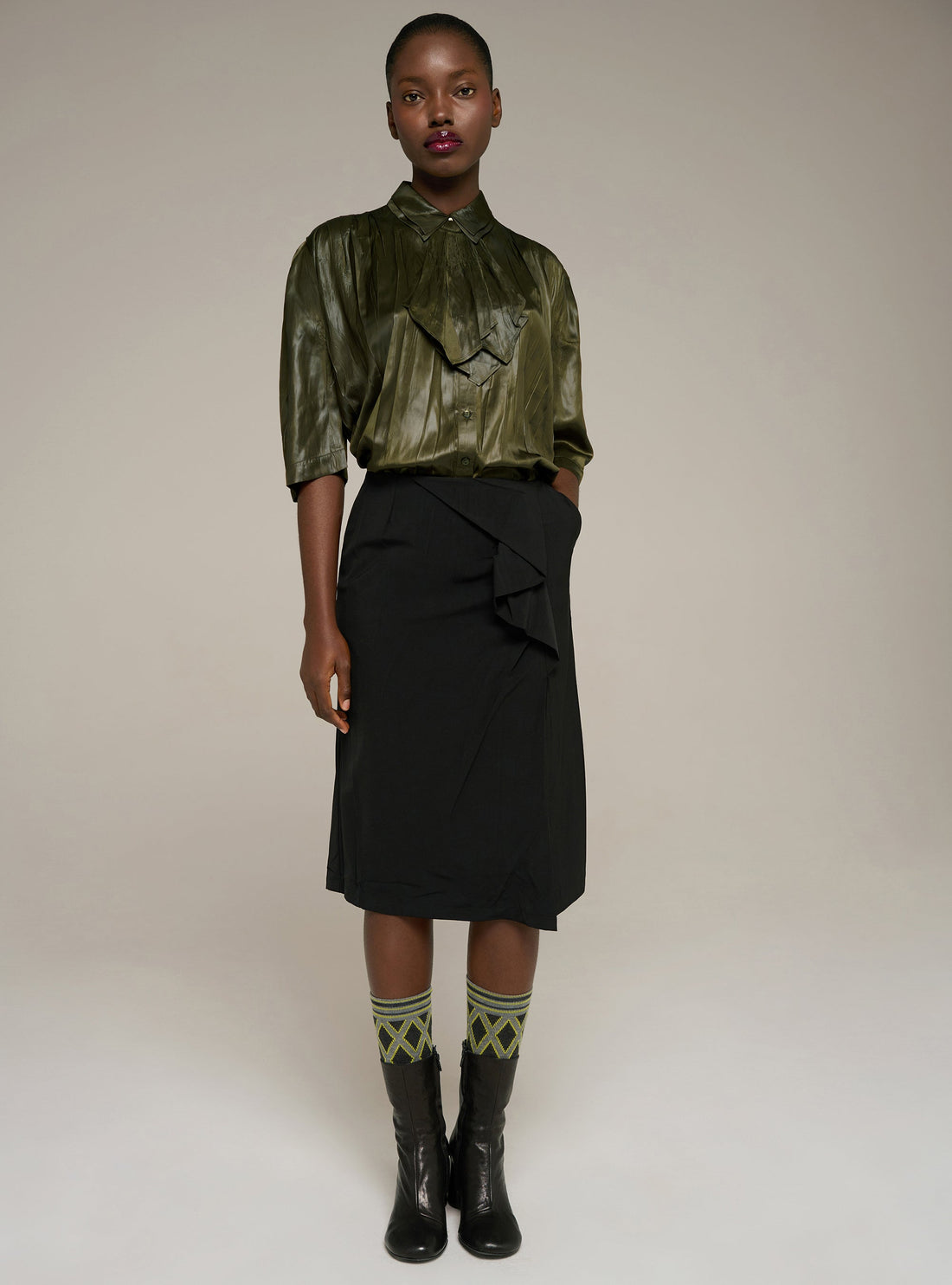 Cotélac chemise courte oversize plissée