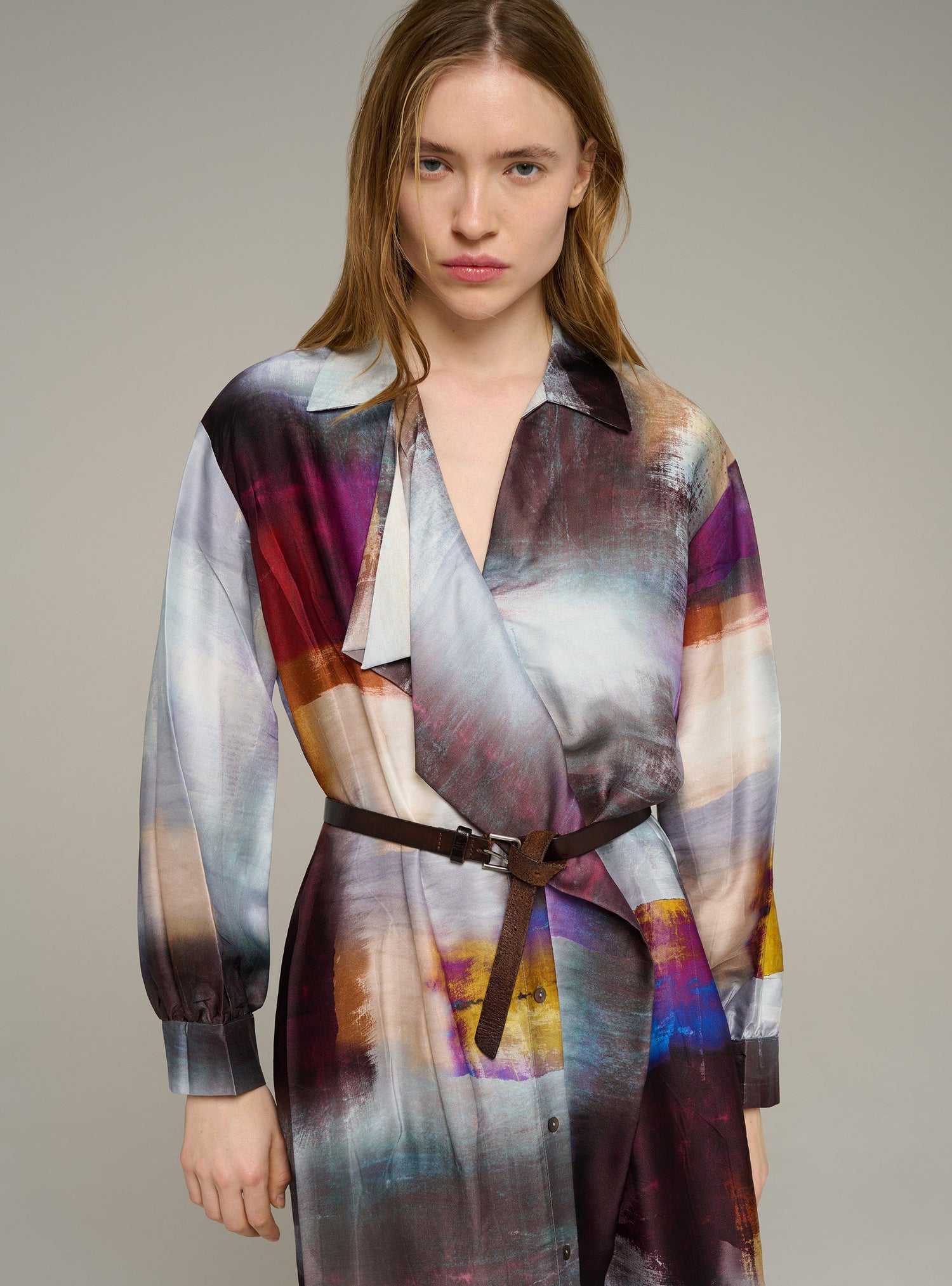Cotélac robe chemise manches longues imprimée