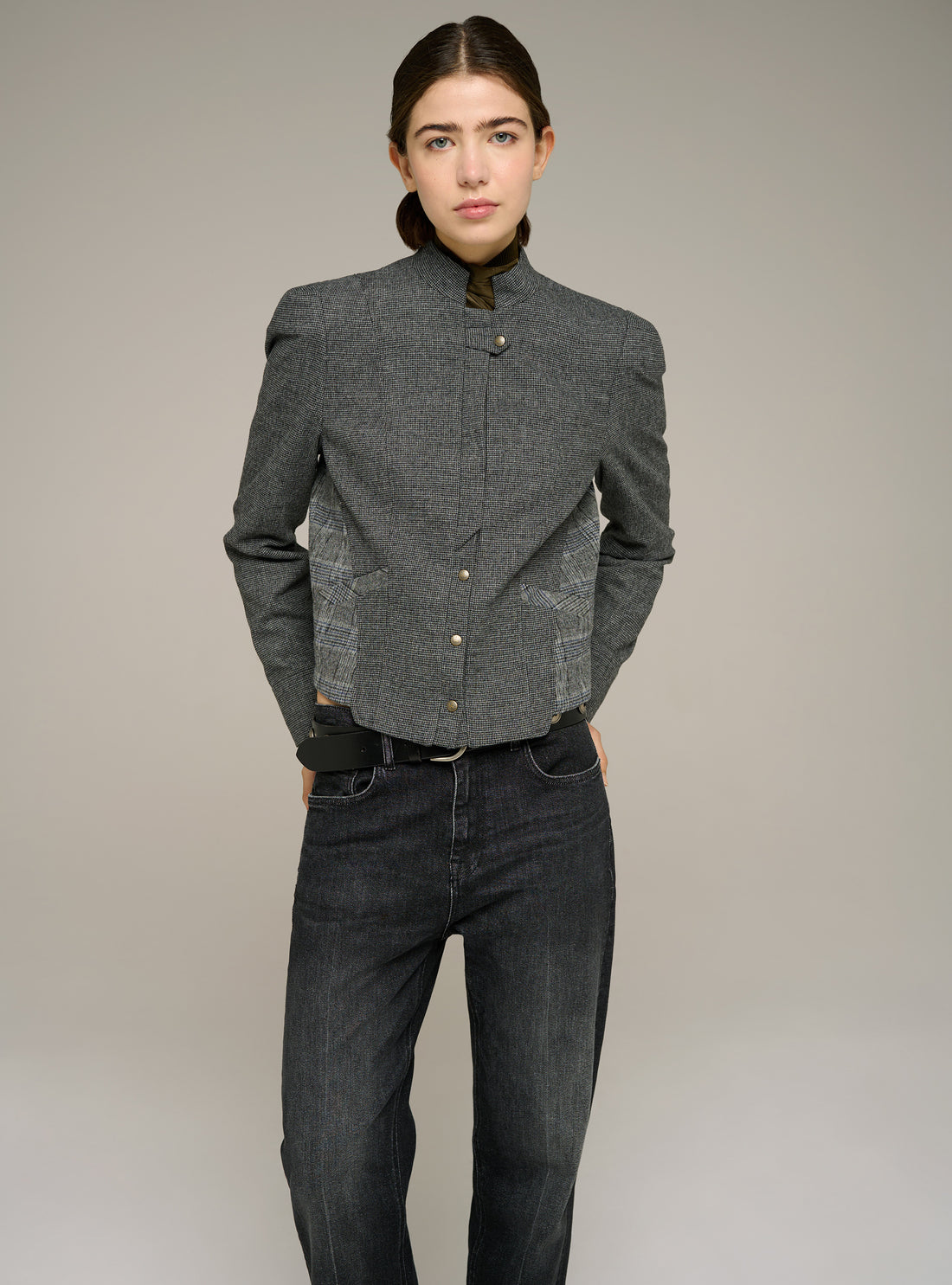 Veste ajustée col officier manches longues